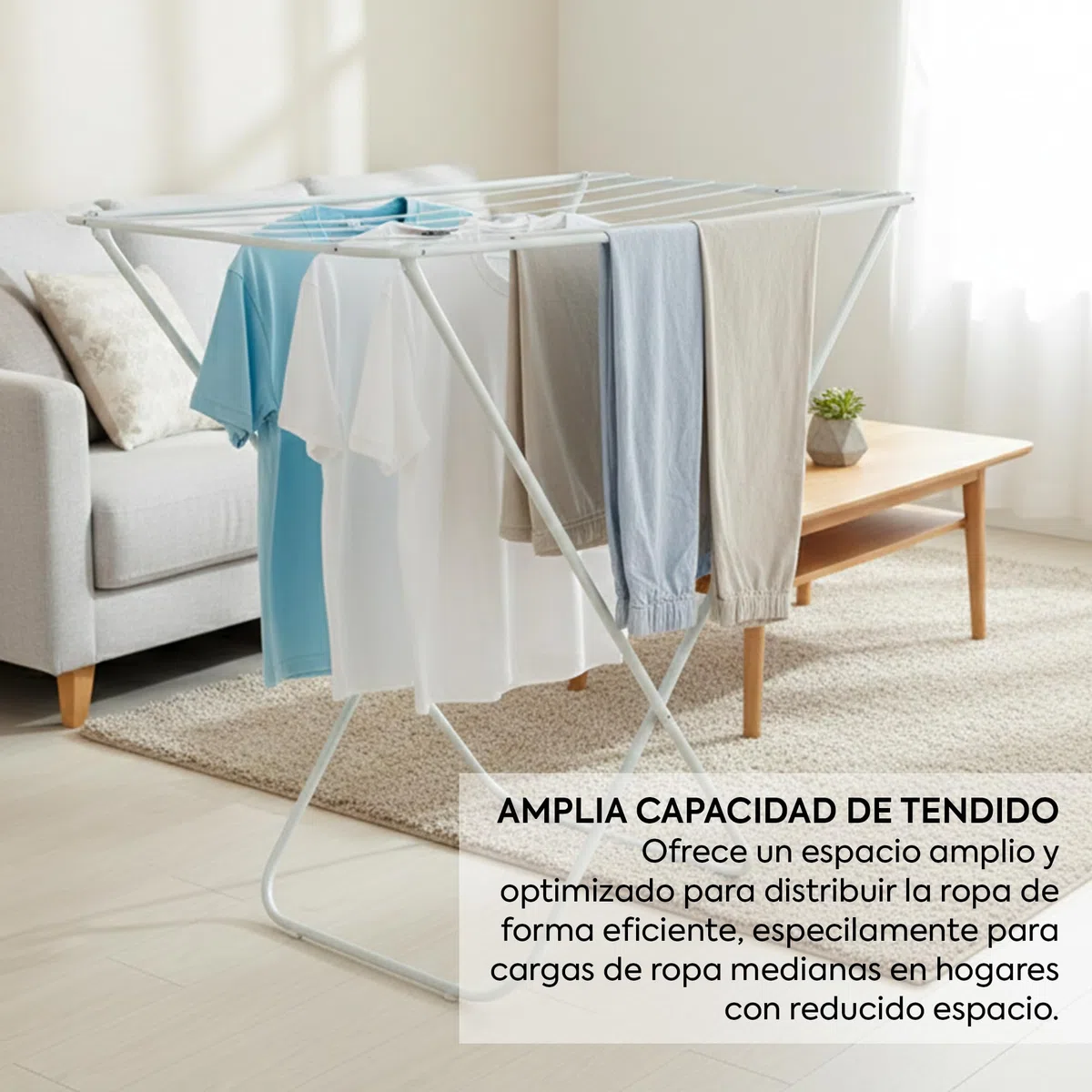 HERSIG - Tendedero Plegable - Tendedero de Ropa - Tendederos Interiores Plegables - Tendedero Interior y Exterior para Ropa con Gran Capacidad de Tendido- Hierro - Color Negro - 10m