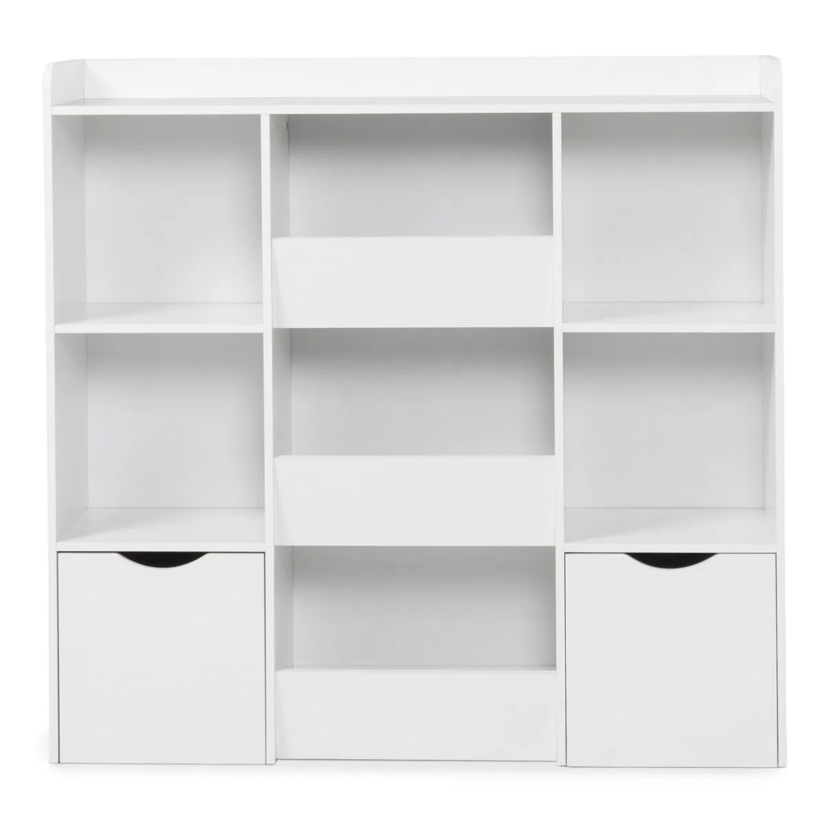 IDMarket Mana - Mueble de almacenamiento infantil con 5 estantes, 3 bandejas y 2 cubos con ruedas, color blanco