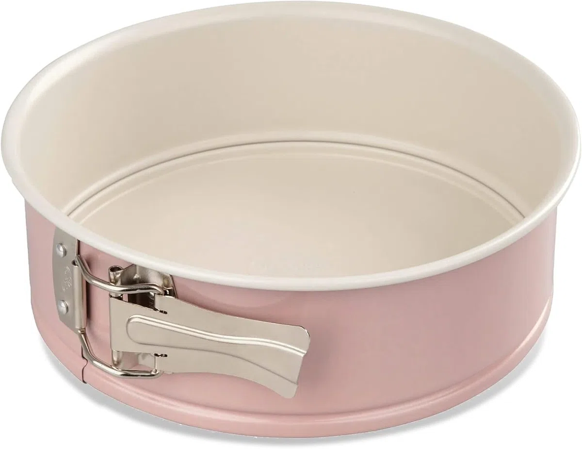 Dr. Oetker Molde de Horno Desmontable Ø 20 cm con Base Plana, Modern Baking Retro Design, Revestimiento Antiadherente Premium Bicolor Reforzado con Cerámica, Color: Rosa/Crema), 1 ud.