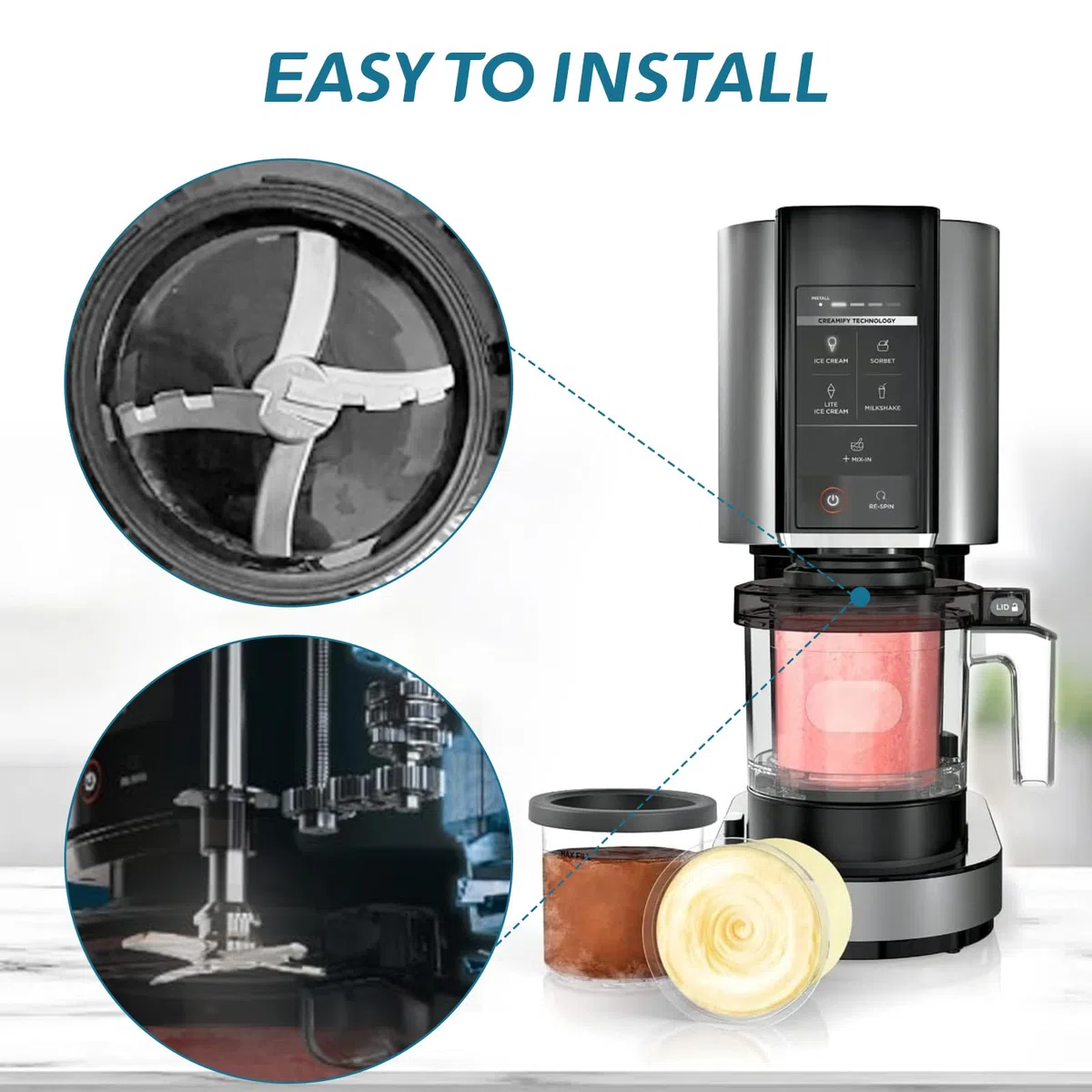 Cuchillas de Repuesto Compatible con la máquinas de helado Ninja Creami NC300 Series, Cuchilla mezcladora de acero inoxidable para Ninja Creamerizer NC299AMZ, NC301, CN305A, CN301CO