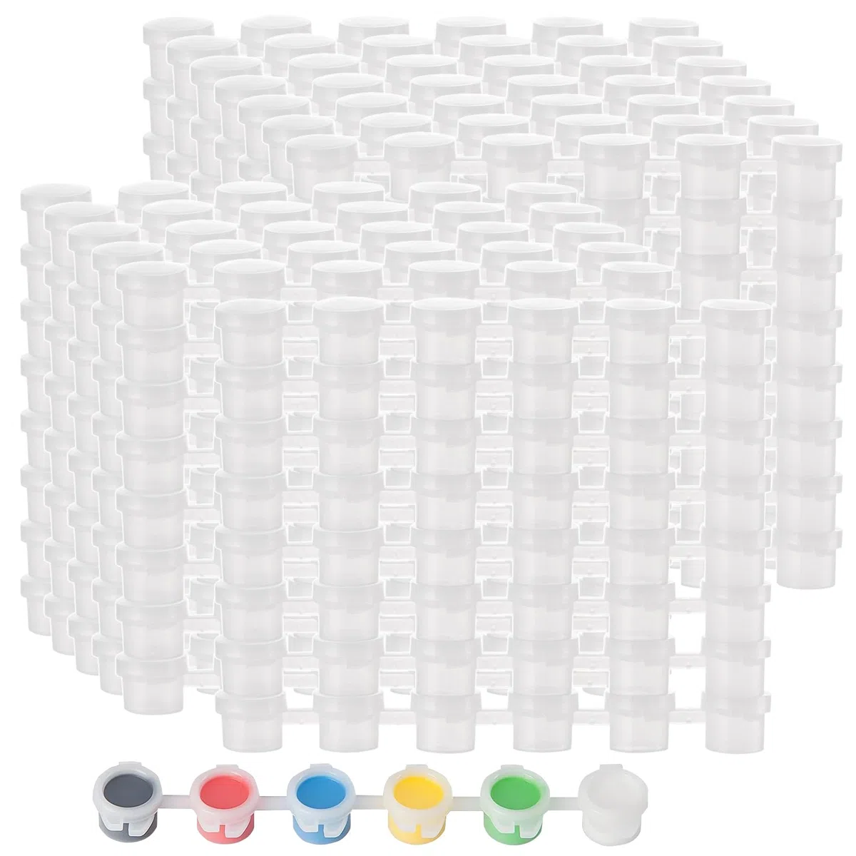 600 macetas de 3 ml, mini macetas de pintura, 100 tiras, vacías, con tapa, macetas de plástico, pequeñas tiras de color vacías para pintar, pinturas acrílicas