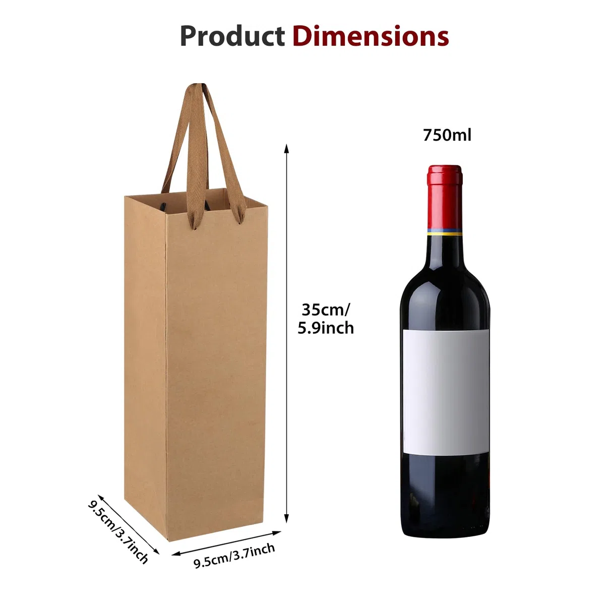 Bolsa de Vino,Paquete de 20 Bolsas de Papel para Vino,Embalaje Bolsos de Botella Vino con Asas para Bodas o Fiestas