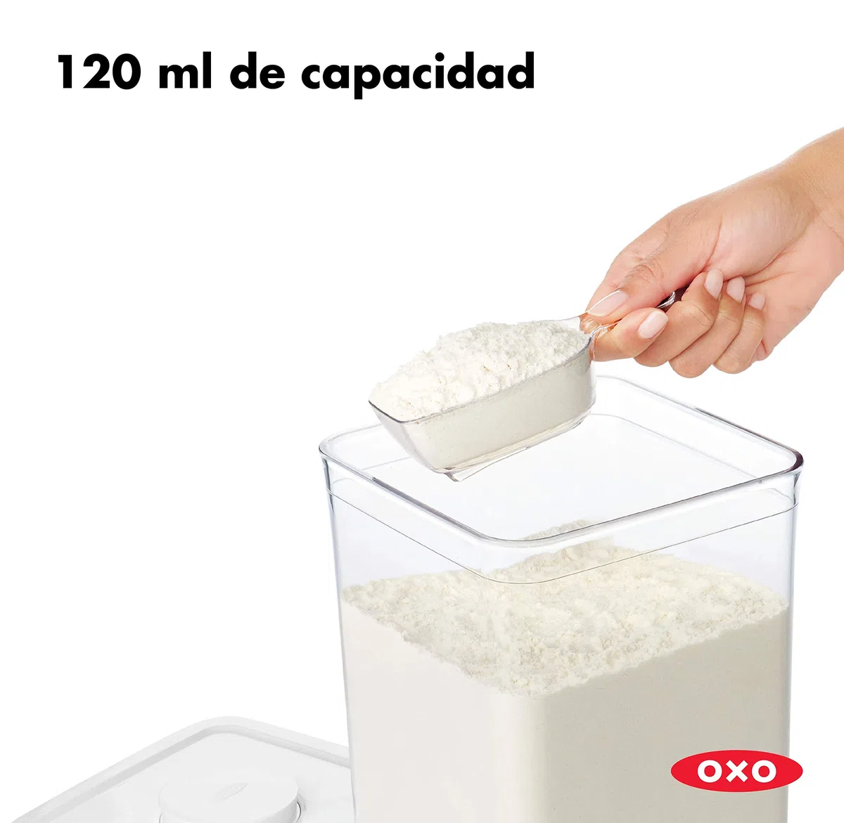 Oxo Good Grips INOXO.11235200ML Pop Pala de Media Taza - Accesorio Compatible con los Contenedores Pop de Oxo de 2.1 L y Más, Transparente