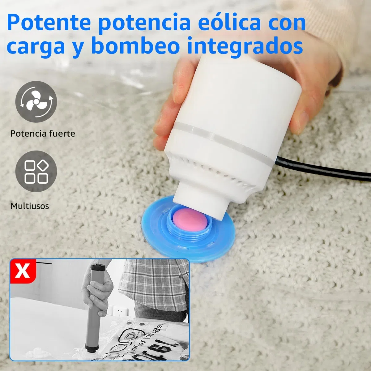 Bolsa Vacio Ropa Con Bomba Eléctrica, 9 Bolsas Para Guardar Ropa (3 Extragrandes, 3 Medianas, 3 PequeñAs), Reutilizables Bolsas al Vacío Para Guardar Ropa, Ropa de Cama, Edredones