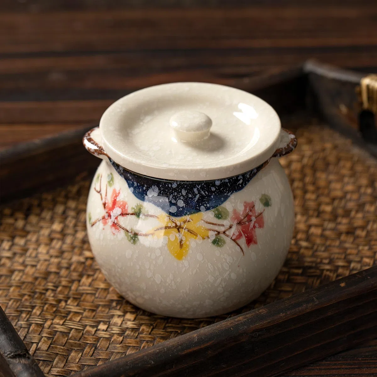 Azucarero de cerámica, azucarero con tapa y cuchara, 300 ml de cerámica, tarros de especias con tapa para azúcar, sal, queso, especias