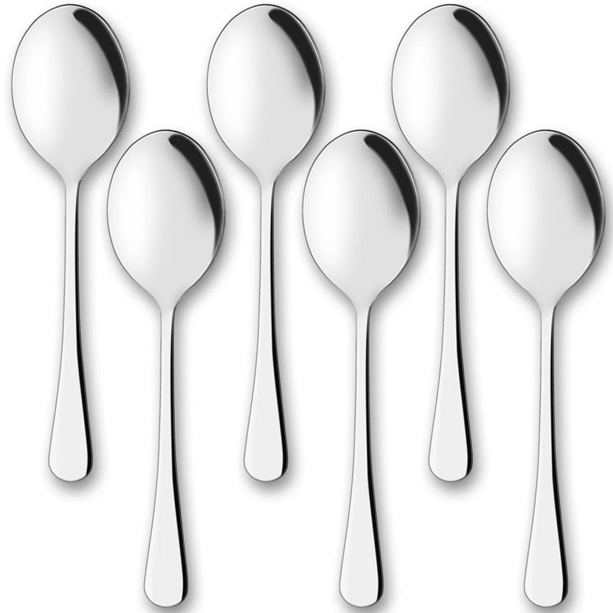 AOOSY Juego de cucharas de Servir 6 PCS Cucharas de Acero Inoxidable Cenas de Cena 10 Pulgadas Buffet Banquete Cubiertos Cocina Restaurante Fundamentos Cuchillo de Plata para Servir Utensilios