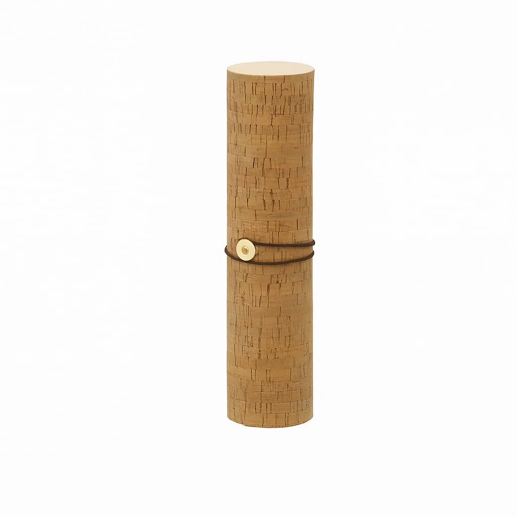 Estuche Botella Vino Corcho Natural 34x8 cm | Interior de Madera, Tubo Protector Reutilizable, Con Correa, Porta Botella Elegante, Para Regalo y Transporte Seguro