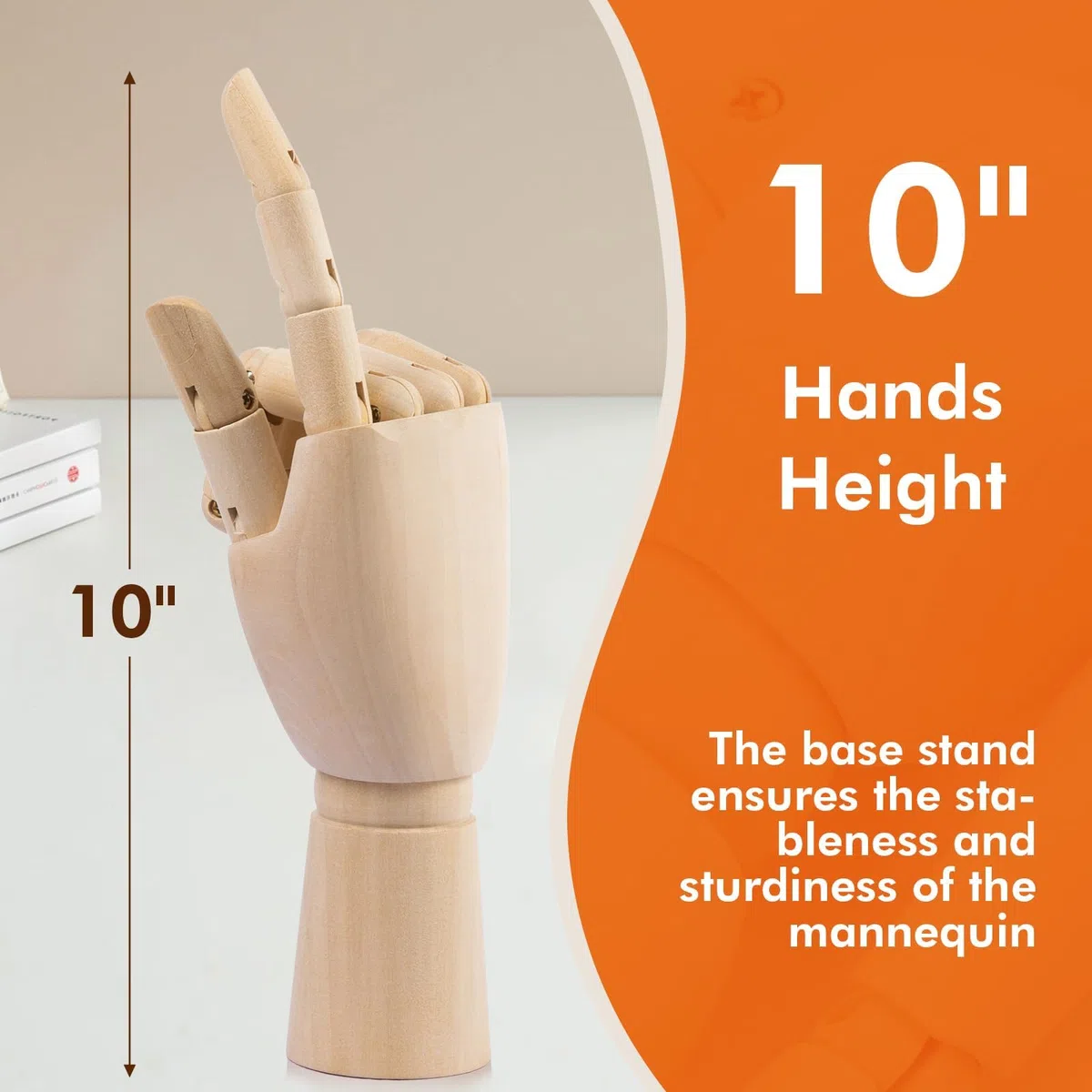 Mano de Madera Artística, Maniquí de Madera, Proporro de Mano en Movimiento para Exhibición de Joyería, Dibujo y Pintura (25 cm, Mano Derecha)