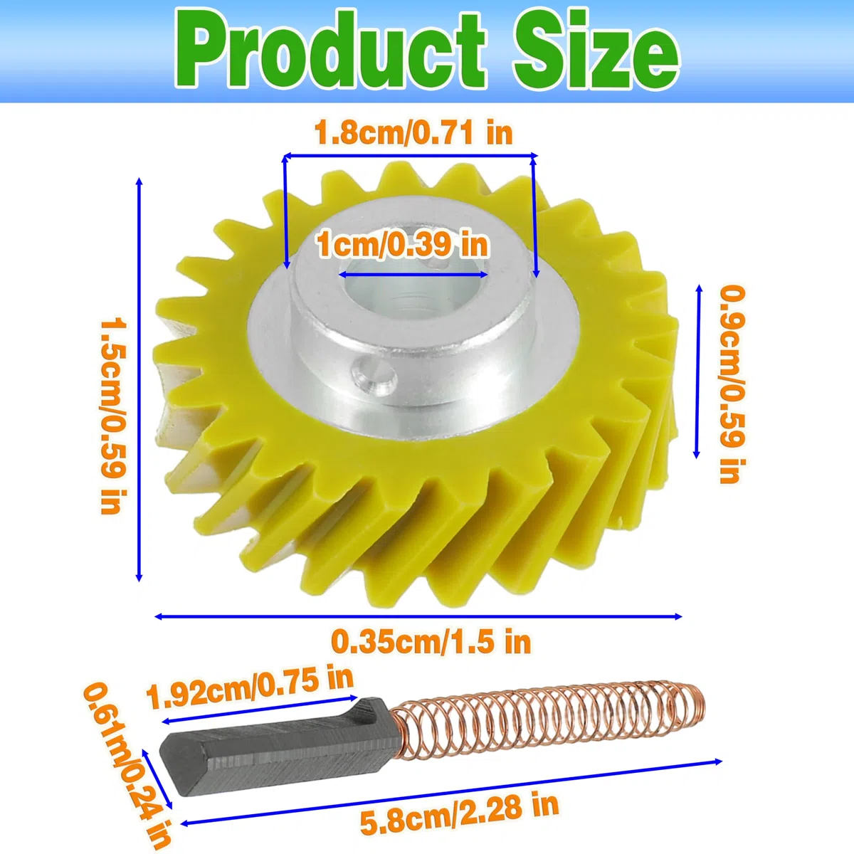 2 unidades Repuesto de engranaje helicoidal para batidora W10112253,compatible Whirlpool Kenmore 4162897, 4161531, WPW10112253, 4169830, WPW10112253VP, 5K5SS, 5KPM5 (Contiene escobillas carbón)
