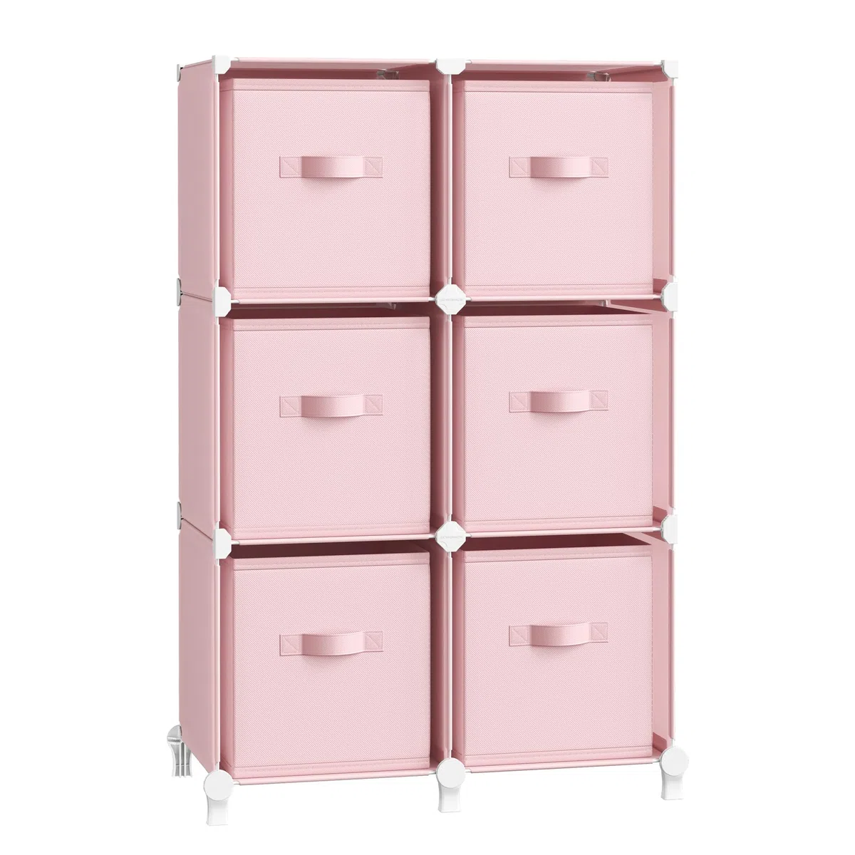 SONGMICS Estantería Modular, Cubo de Ropa con Cajas de Almacenaje, Armario Modular de 6 Compartimentos, Personalizable, Expandible, Ahorro de Espacio, Dormitorio, Rosa Jalea LPC062R01