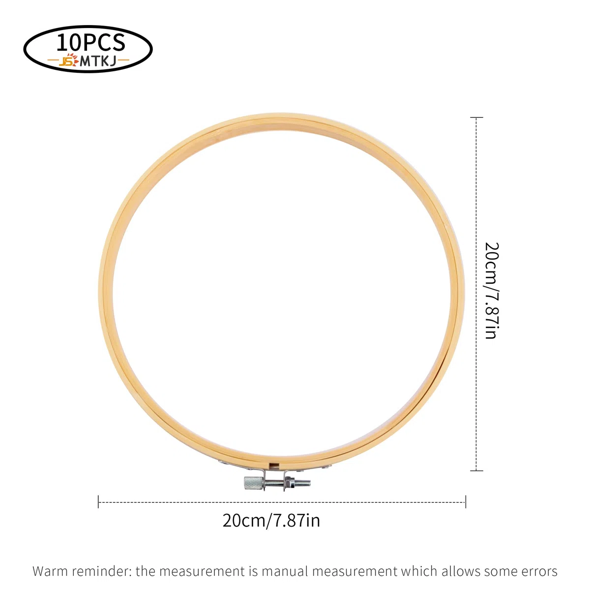 10 Piezas Bastidor de Madera para Bordar, 20 cm Bastidor de Bordado Redondo Ajustable para Manualidades y Costura, Arte de Punto de Cruz