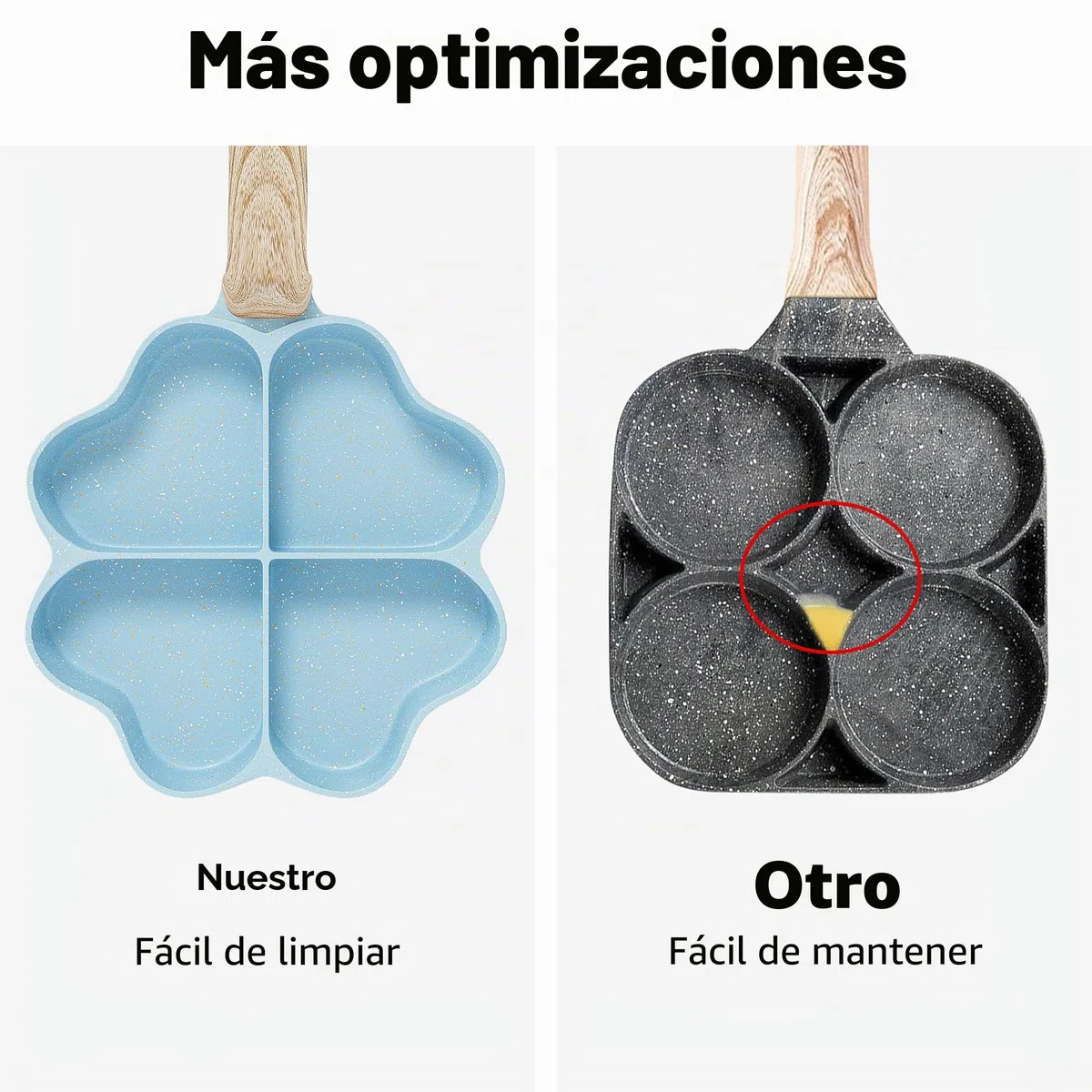 RIOVARM Antiadherente Sartenes para tortilla Inducción Sartén para huevos 4 agujeros En forma de corazón Sartén tortilla Granito Sartenes pequeñas sin PFOA Saludable Tortita Sarten para el desayuno