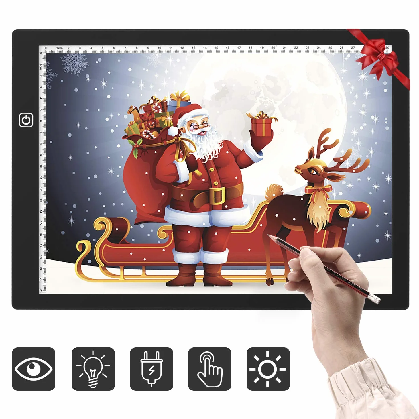 Mesa de Luz para Dibujo A4, Mesa de Luz para Tablero de Dibujo A4 LED Tableta de Luz 3 Modos de Iluminación, Light Pad Ultradelgada con Panel Táctil Inteligente y para Artistas, Animación, Diseño