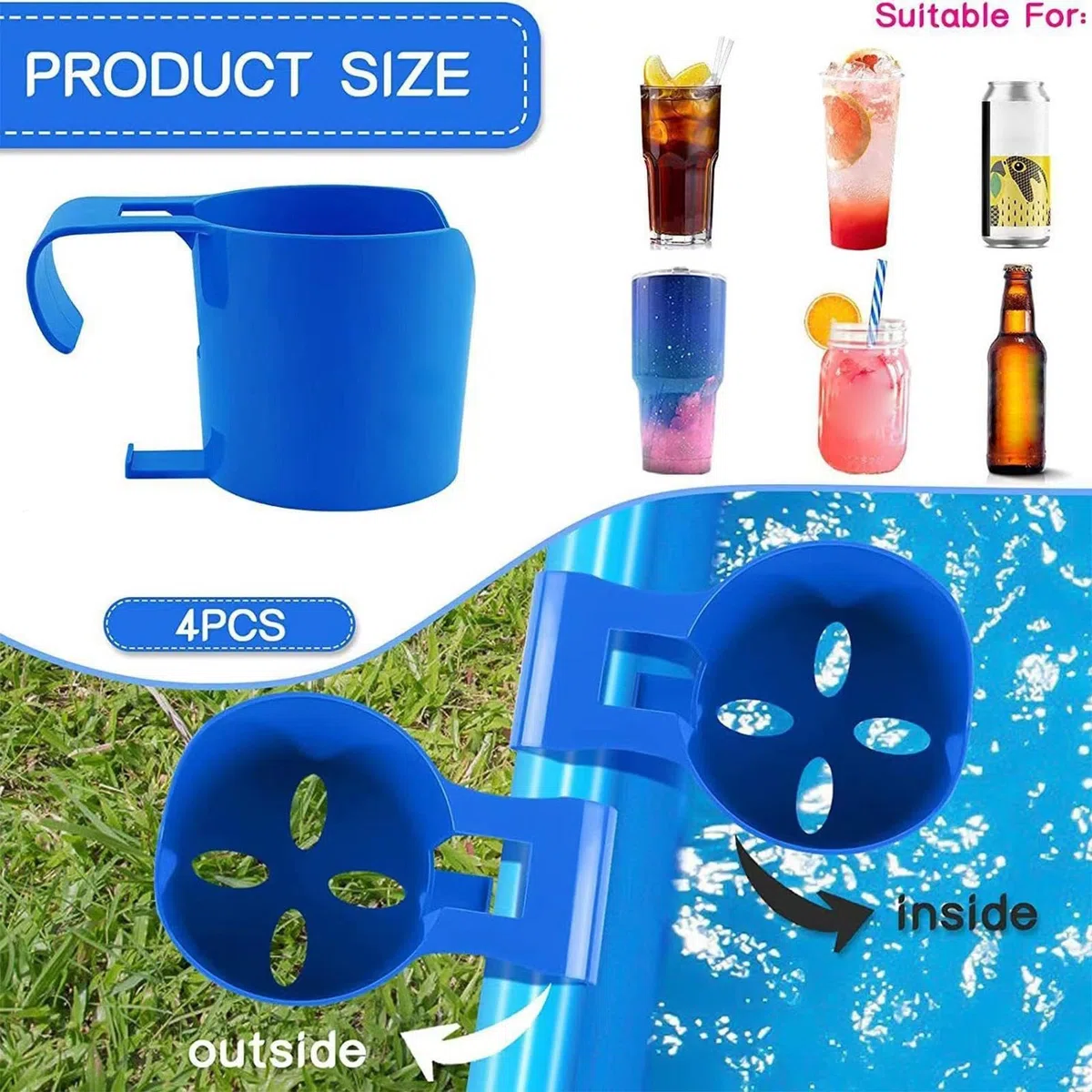 Soporte para Bebidas de Piscina,4 Piezas Portátil Y Ahorro De Espacio | Clip de Borde para Piscina portavasos | para Botella, Bebida, teléfono, Llave, Gafas de Sol, Exterior, jardín, Verano, Viaje