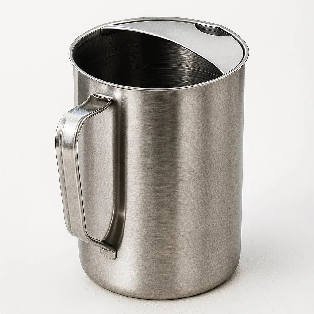 Jarra de Agua de Acero Inoxidable 1,8 Litros - Jarra Metálica con Asa y Tapa apta para Agua, Té, Limonada, Zumos y Bebidas Frías o Calientes - Botella Ideal para Mesa y Cocina