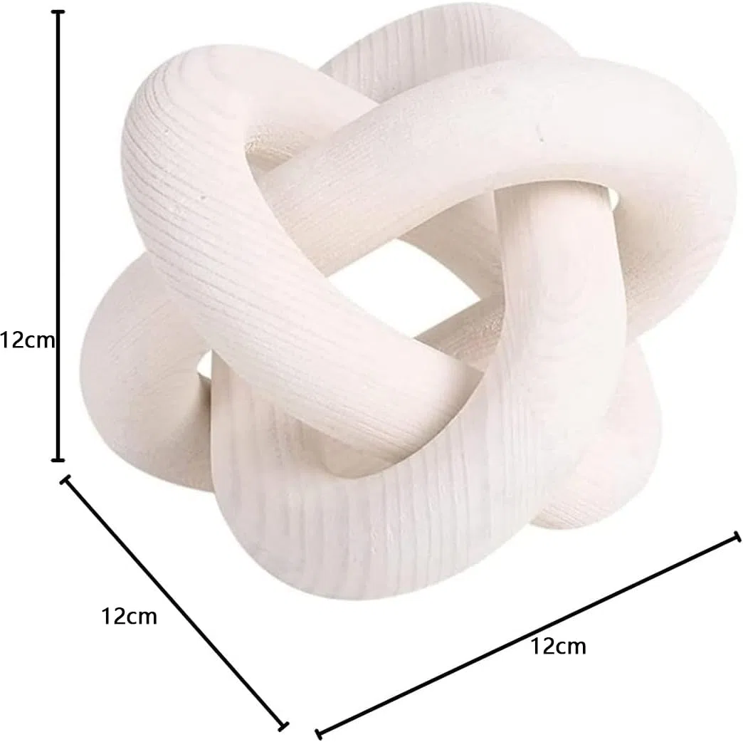 LATRAT Eslabón con Nudo de Madera, Decoración de 6 Pulgadas, Color Blanco