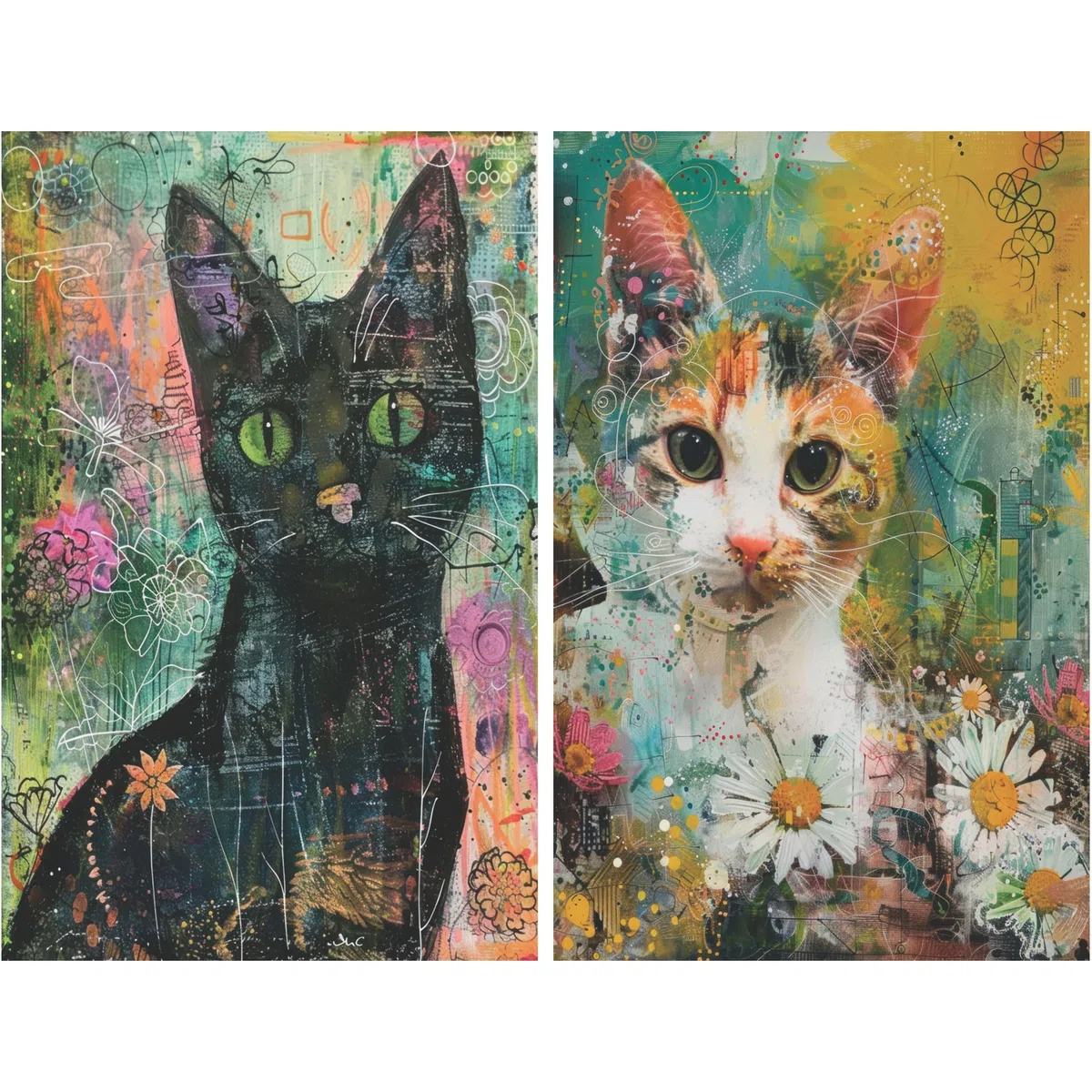 Papel de arroz Gatos Eclécticos, 20 x 26,6cm (6pc) - 6 Diseños para Scrapbooking Tarjetas Manualidades, Decoupage by CRAFT KREATIVELY