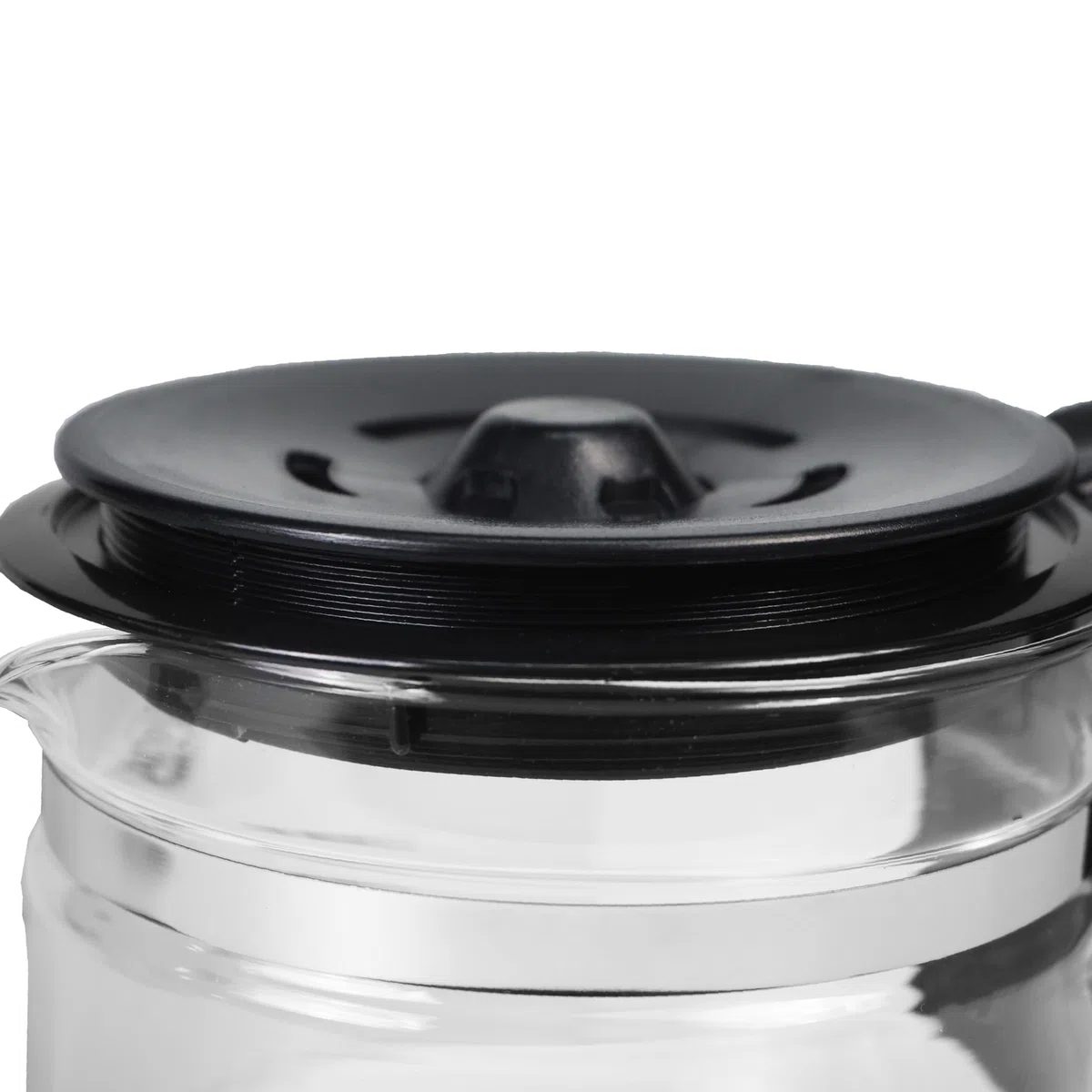 Sanfor - Jarra Cafetera Universal Grande| Jarra de Cafetera Americana o de Goteo Eléctrica | Recipiente Base 85mm, capacidad 1 Litro | Tapa Antigoteo Altura Regulable 1,30-14,5 cm | Taza de Vidrio