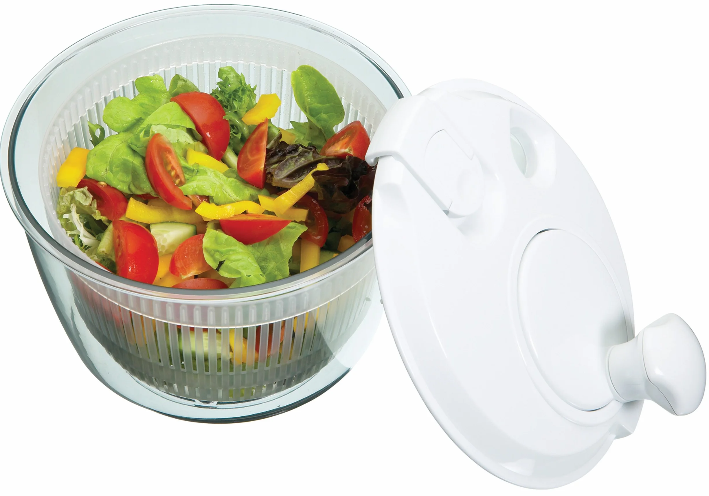 KitchenCraft Mini Ensaladera Giratoria para Escurrir y Colar el Agua Antes de Aliñar, Secado Rápido, Plástico de Seguridad Alimentaria, Apto para Lavavajillas, 19 cm