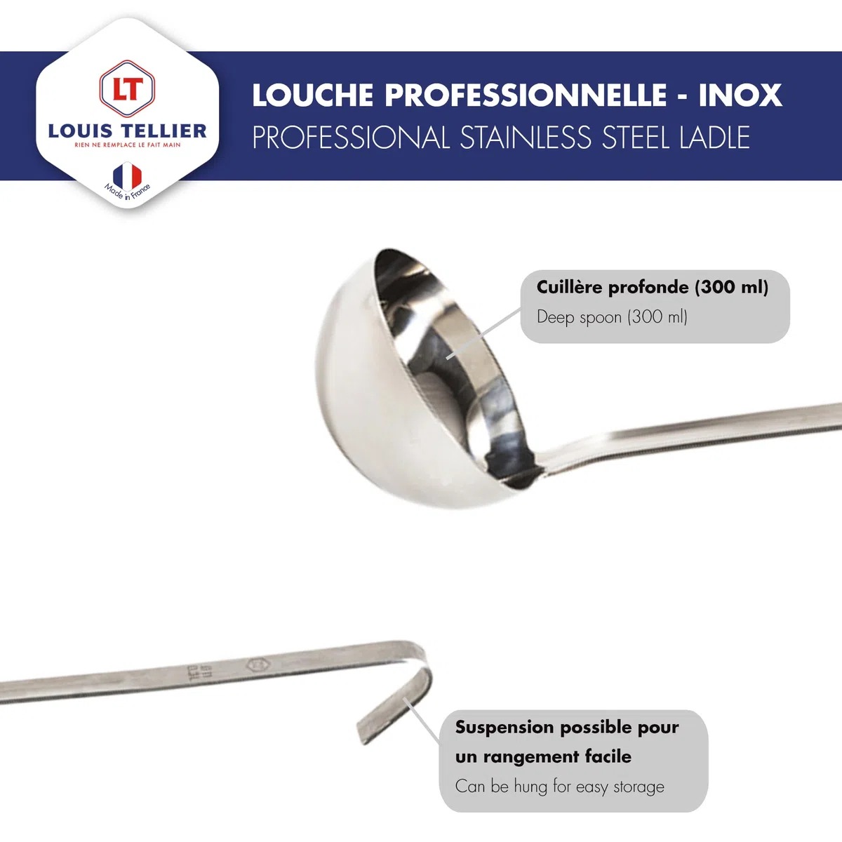 LOUIS TELLIER - Cazo profesional - acero inoxidable - 11 cm - 300 ml