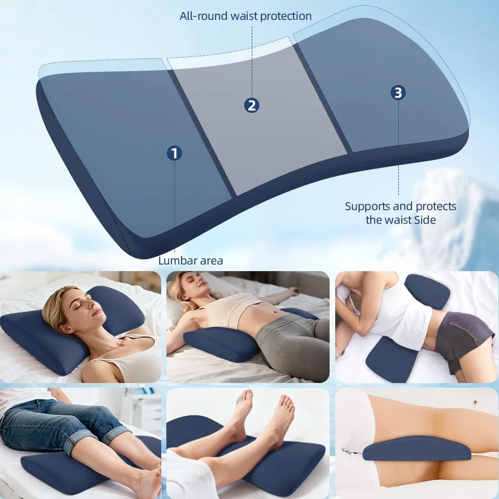 HOTUT Almohada de Apoyo Lumbar para Dormir, Almohada de Apoyo para la Cintura, Almohada Lumbar Dormir, Almohada de Cintura de Espuma Viscoelásticade para Cama, Sofá, Coche, Silla de Oficina