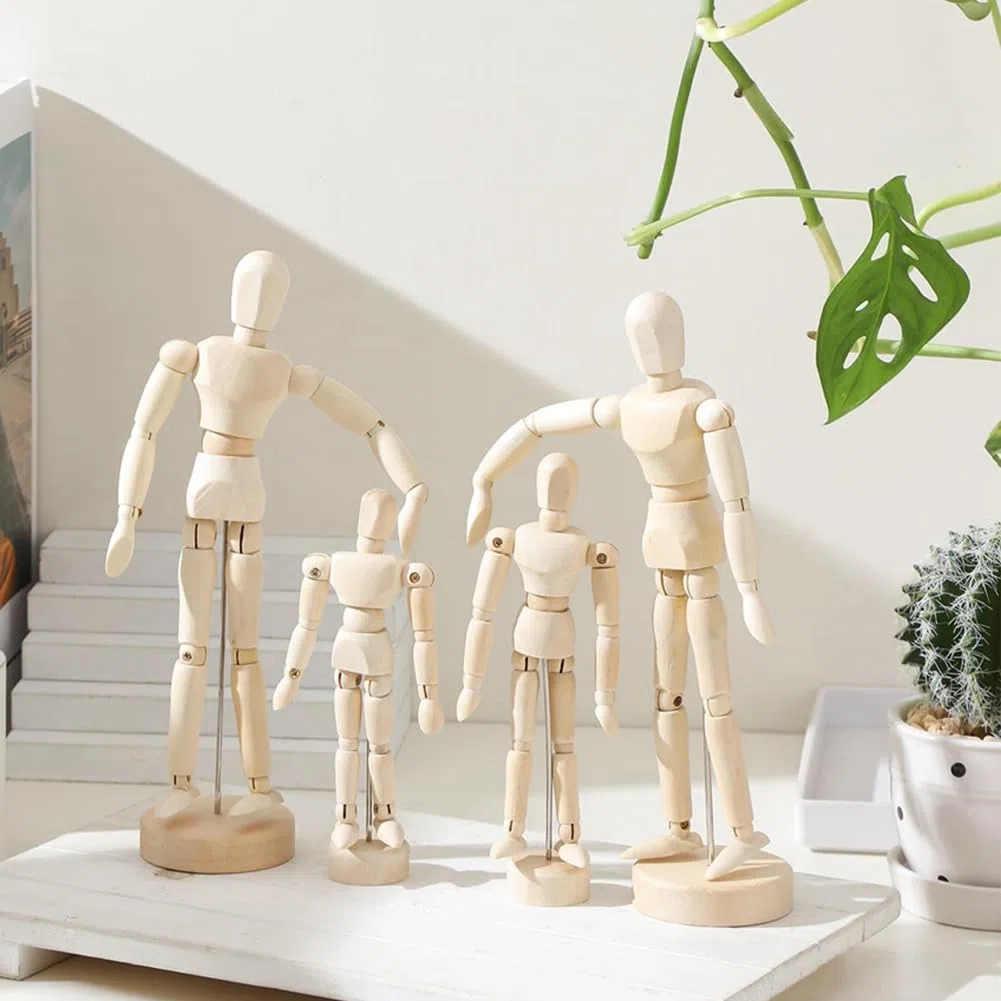 6 Piezas Modelo de Maniquí de Artista Maniquí de Madera Dibujo Modelo de Figura MóVil con Soporte Maniquí Articulado Flexible