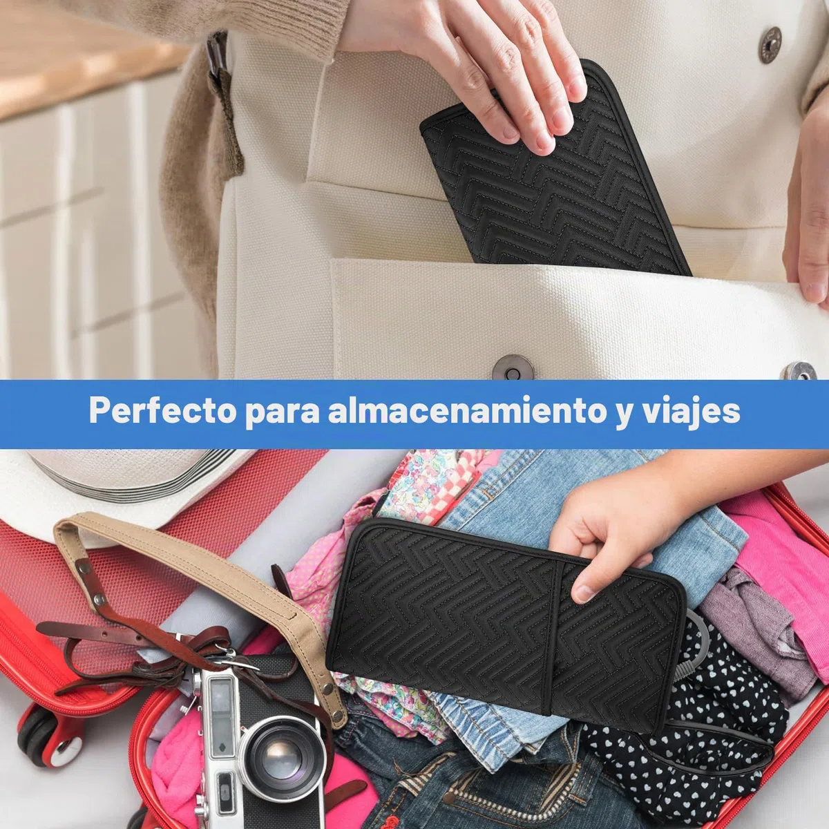 SITHON Soporte y tapete para Rizador de Pelo, Resistente al Calor, Bolsa de Viaje Portátil para Herramientas Calientes, Organizador para Rizadores, Planchas Planas, Alisadores de Cabello
