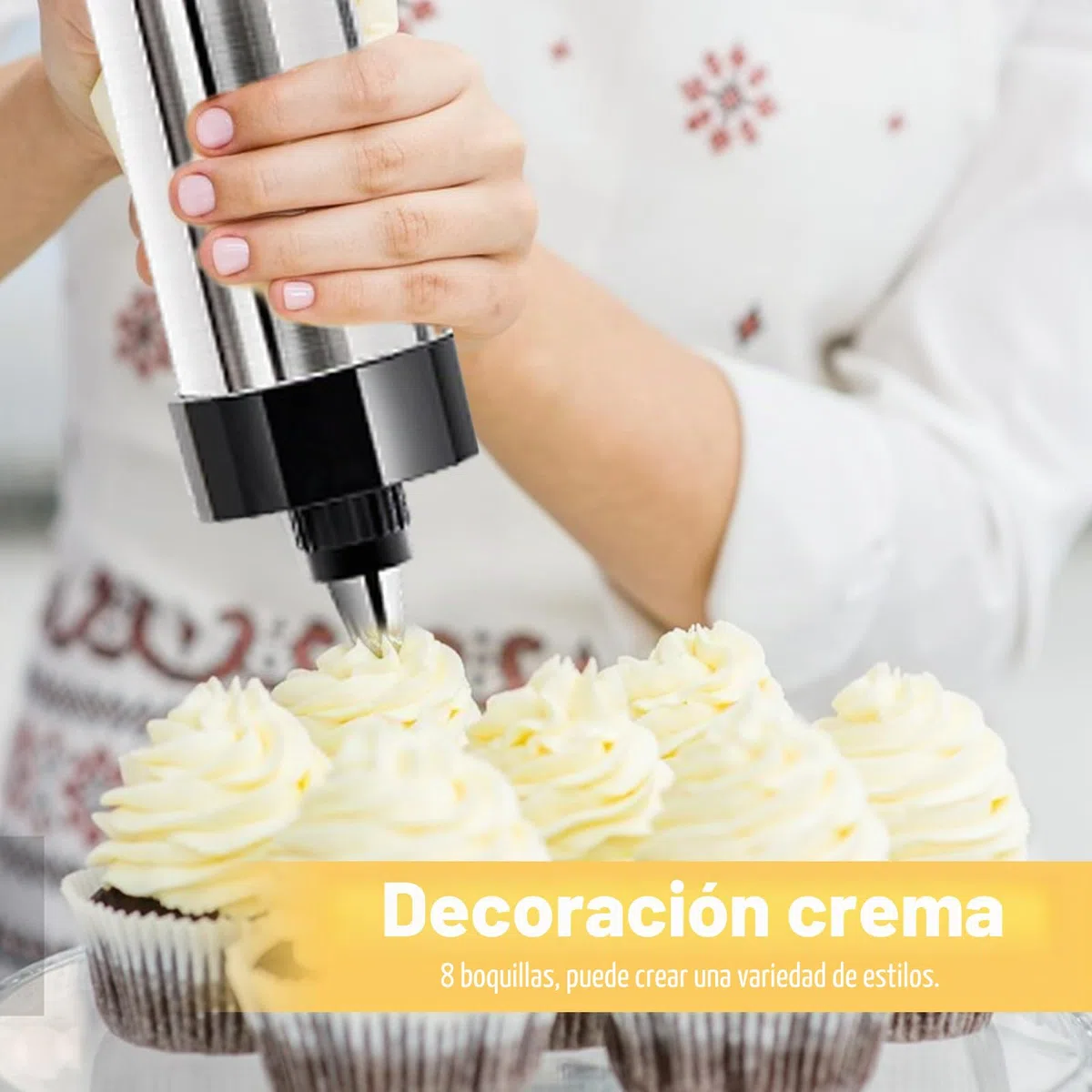 Prensa de Galletas de Acero Inoxidable, Máquina Galletas, Máquina para Hacer Churros, Biscuit Maker con 13 Plantillas y 8 Boquillas, Pistola para Prensar Galletas, Máquina para Hacer Galletas