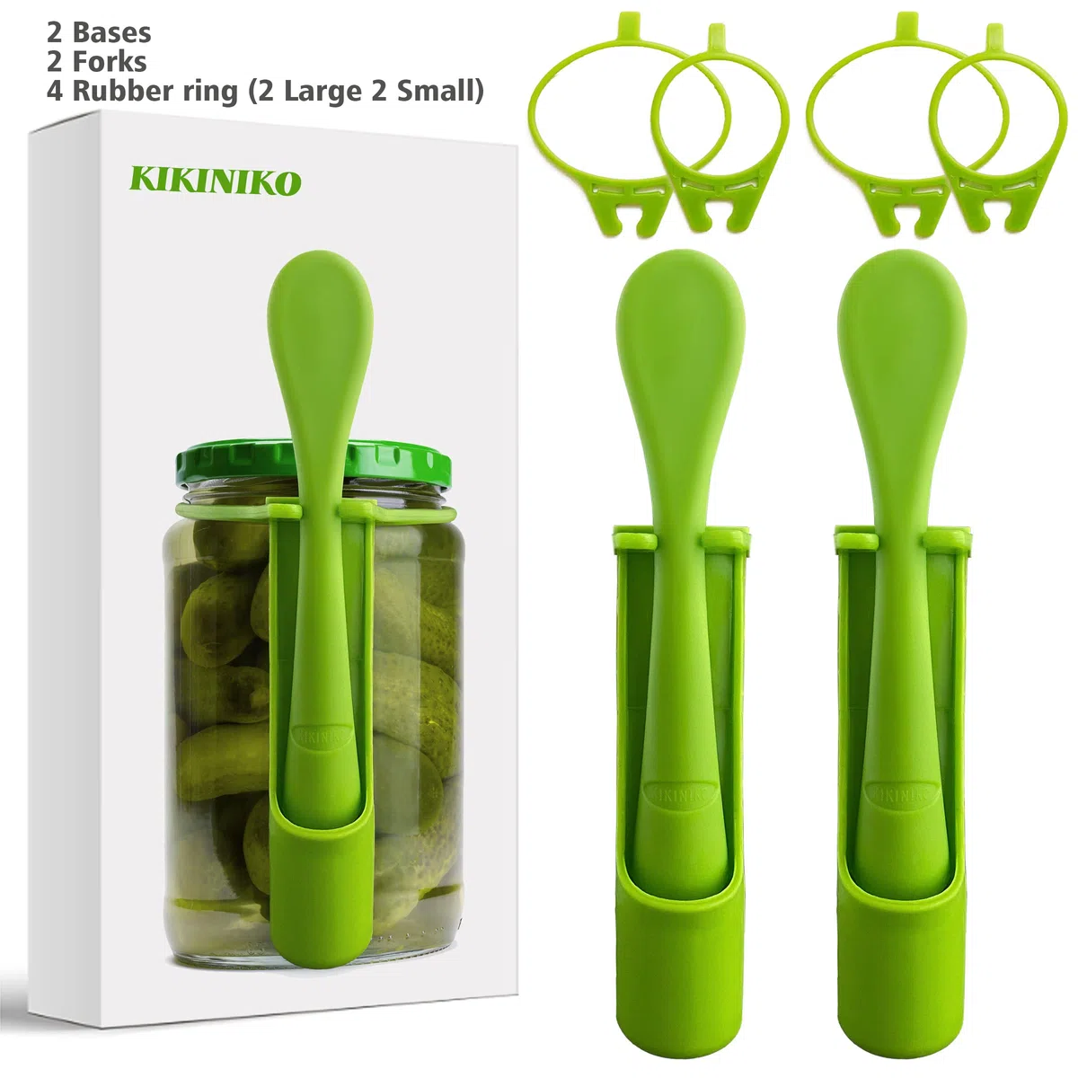 KIKINIKO Juego de 2 tenedores para pepinillos, tenedor de oliva, recogedor de pepinillos, regalo de cocina, regalos de pepinillos, tenedores de pepinillos para el soporte de pepinillos