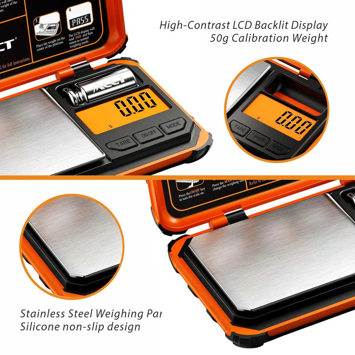 Báscula de bolsillo de precisión, 200 gx0,01 g, báscula digital de alimentos con pantalla LCD, mini escala para malezas/cocina, polvo, hierbas/monedas (batería incluida)