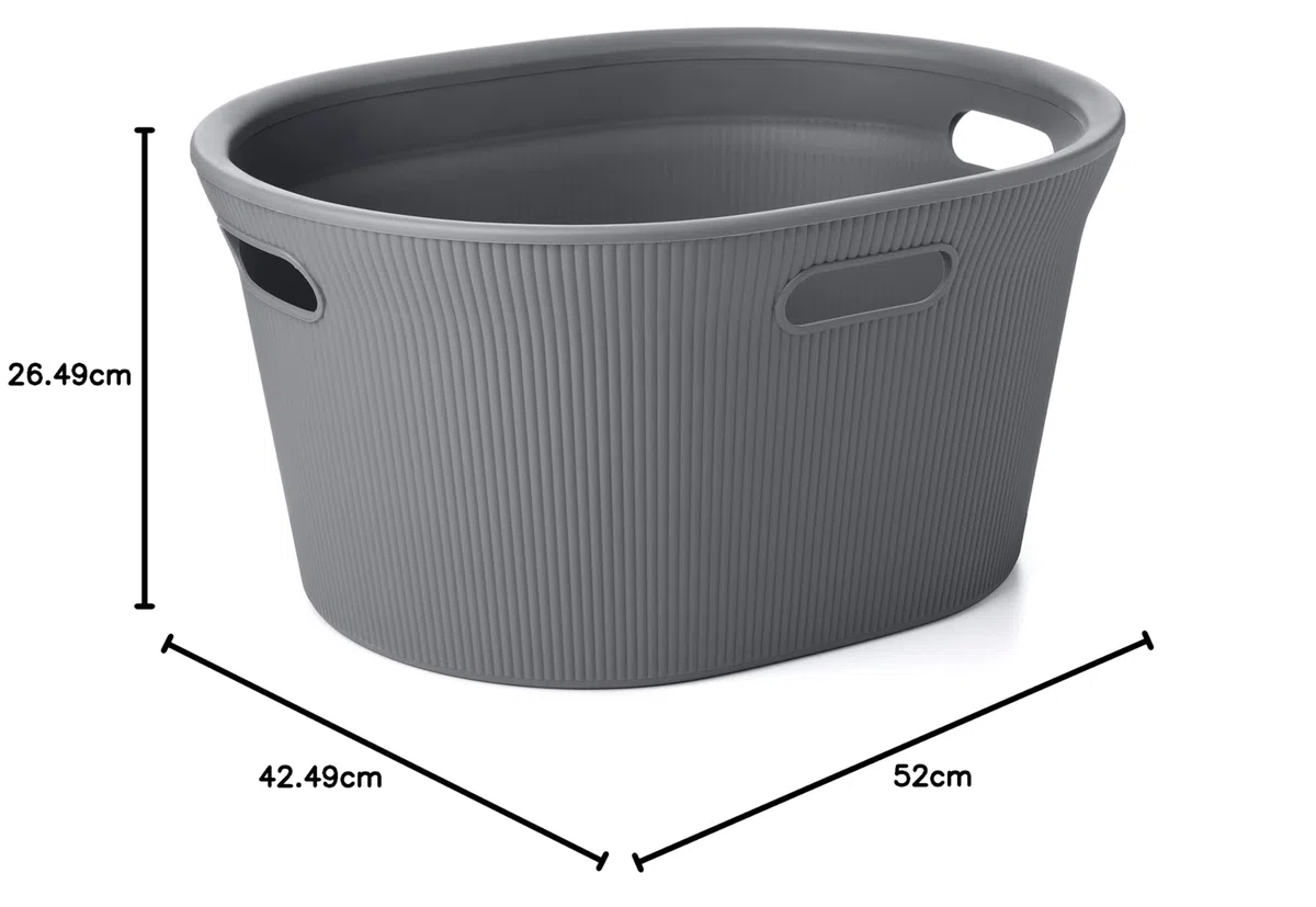 Tatay Cesto de Ropa Baobab, 35 L de Capacidad, de Polipropileno, Libre de BPA, 3 Asas, Color Gris (Antracita), Medidas 52 x 42.5 x 26.5 cm