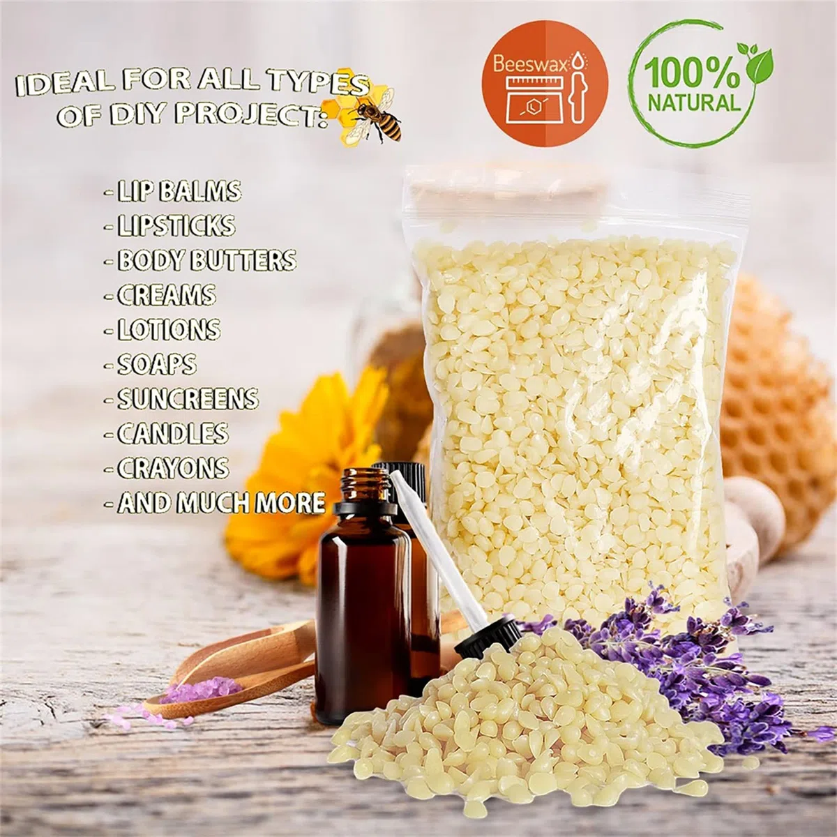 MAISITOO Kit de Fabricación para Velas,herramienta de Bricolaje,Cera de Abeja Natural ,Mechas,Jarra de Vela,Frascos ,Pegatinas,8 colorante