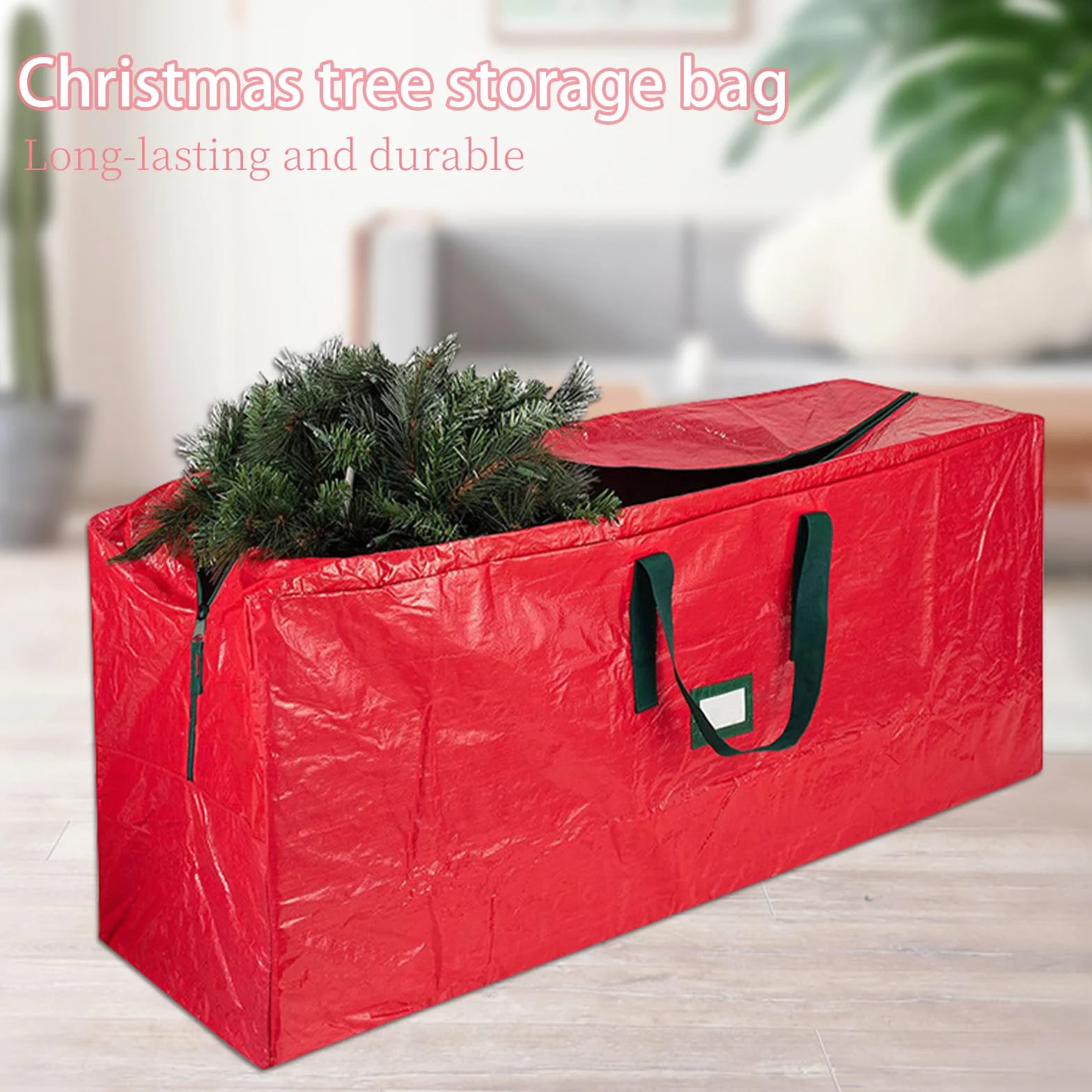 SSKHE Bolsa de Almacenamiento Roja para Árbol de Navidad - Funda Protectora con Asas Resistentes