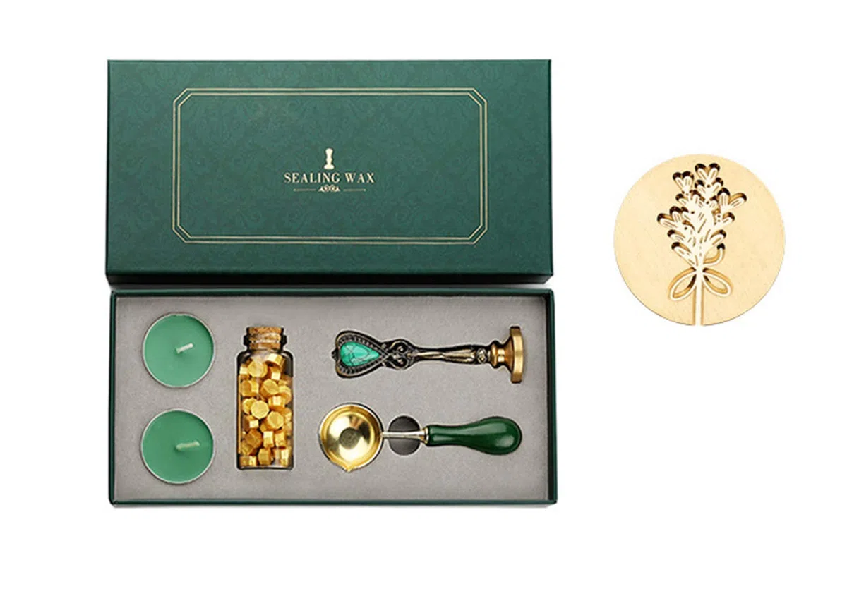 Juego Cera de Sellado Retro, Completo Kit de Sellos de Cera con Sello de Cuchara de Vela, Ceras Adhesivas para Manualidades, Manuscritos Antiguos, Tarjetas Felicitación, Invitaciones Boda