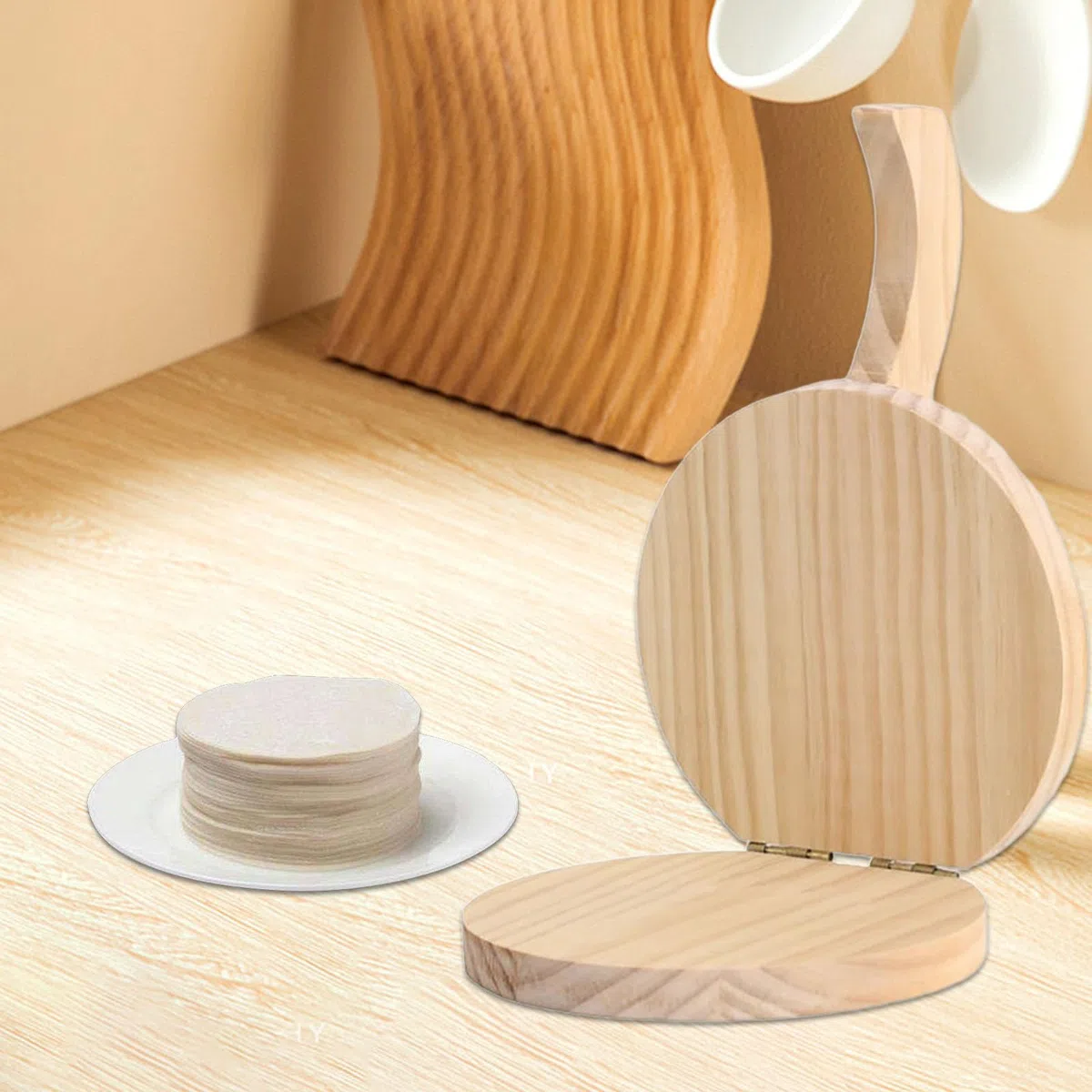 rockible Prensa de Tortilla de madera, prensador de Tortillera mexicana, prensador ergonómico fácil de usar, utensilios de cocina para pastelería, raviolis