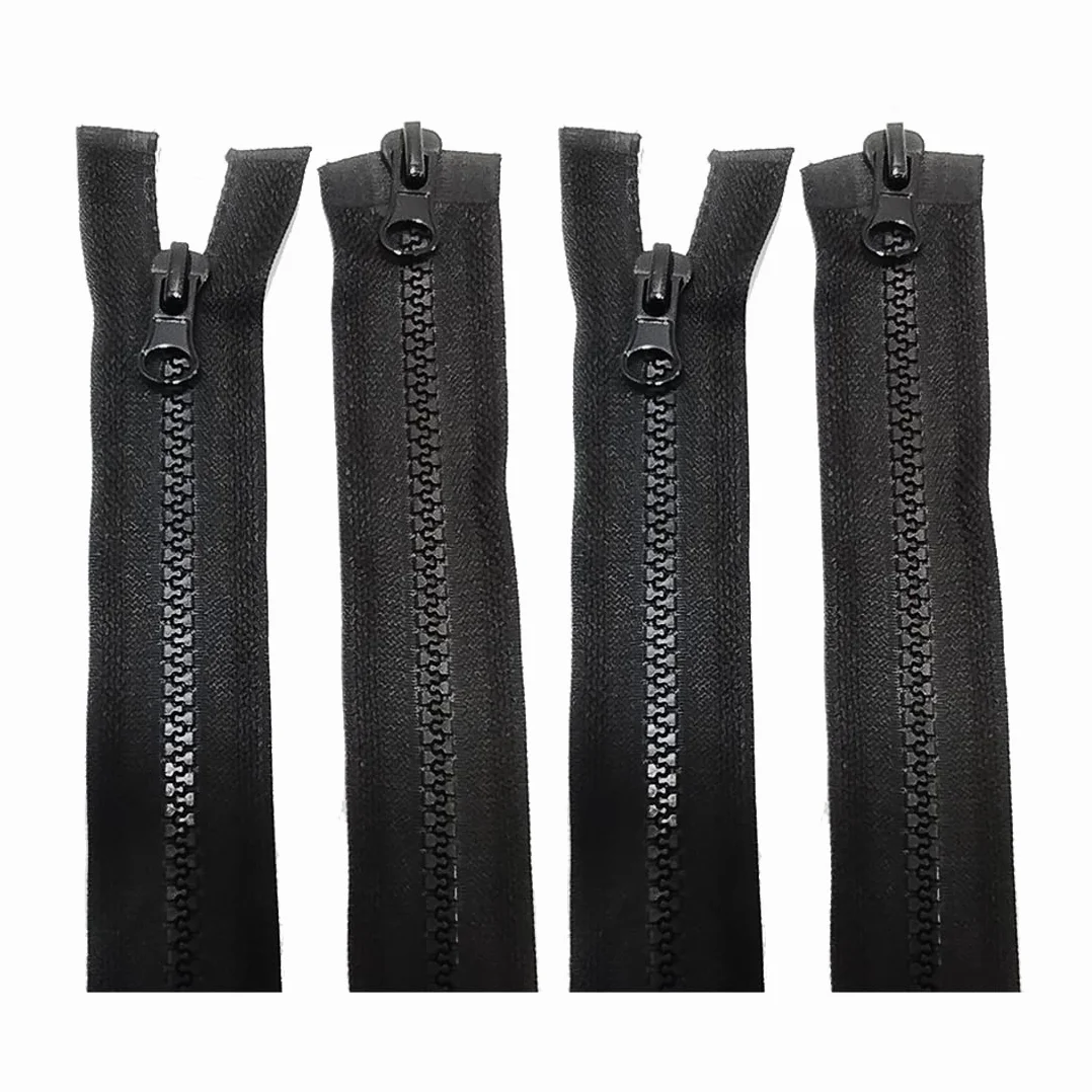 2 cremalleras de plástico de doble apertura, disponibles en diferentes tamaños, malla 5 #, cremallera para la costura, cremallera inyectada, (negro, 2 unidades-70 cm)