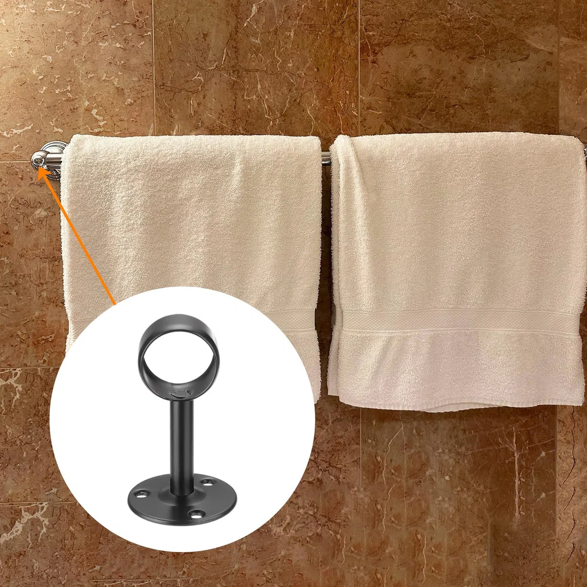 QUARKZMAN 6 Pcs Soportes para Barra de Cortina 5/7" (19mm) de Acero Inoxidable Soporte de Montaje de Cortina en el Techo Soporte de Extremo de Barra de Armario Soporte, Negro