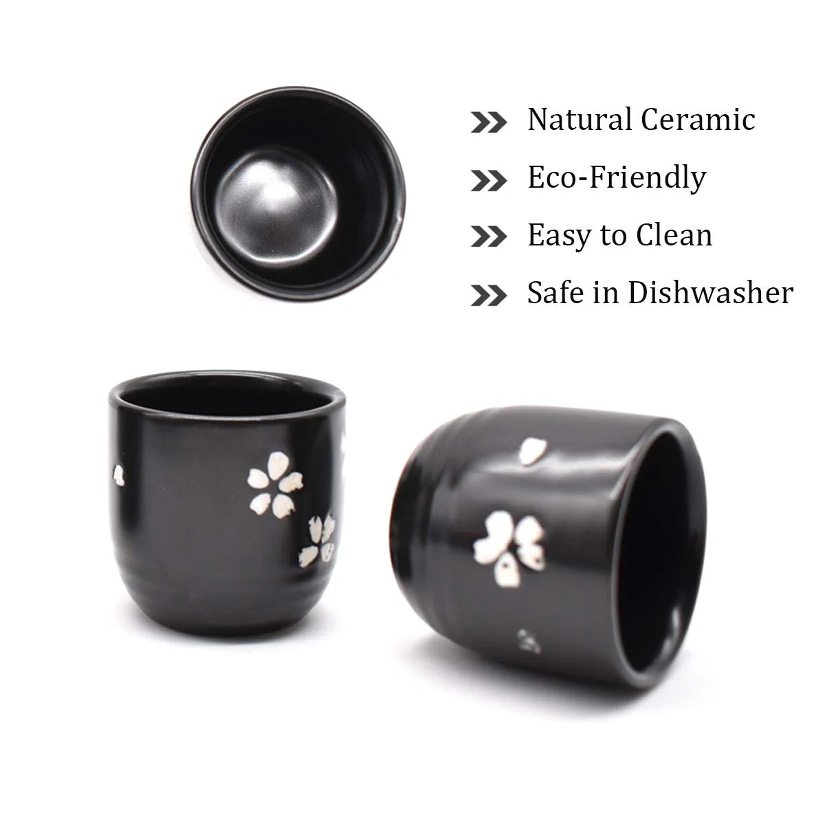Sake Set,5 Piezas Sake De CerÁMica Japonesa Tradicionales Botella De Sake Porcelana Cups Tazas De CerÁMica Manualidades Regalo(Negro)