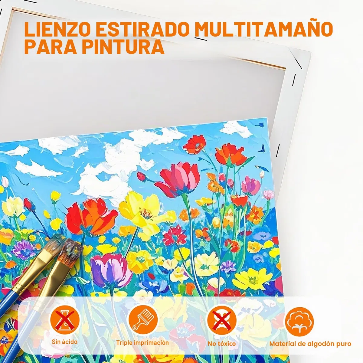 9 Piezas Lienzos Pintar, Lienzo Blanco con 10 Pinceles, Lienzos Pintar Grandes, Canvas 30x20/20x15/15x10 cm, para Decoración Hogar Estudio Arte