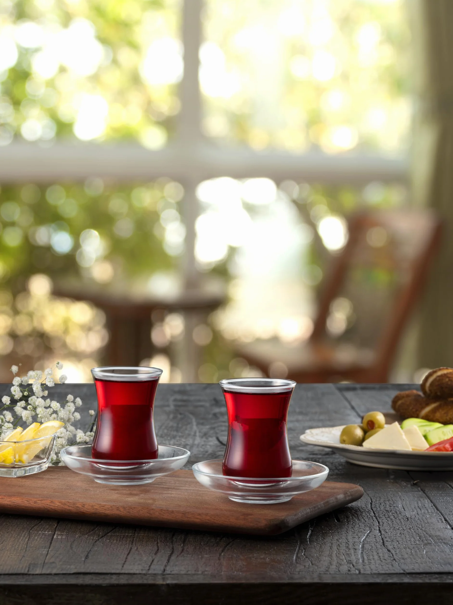 Juego de vasos y platillos turcos de té, diseño Pasabahce, juego de 6 unidades, 120 cm³. 113 g. Apto para lavavajillas.
