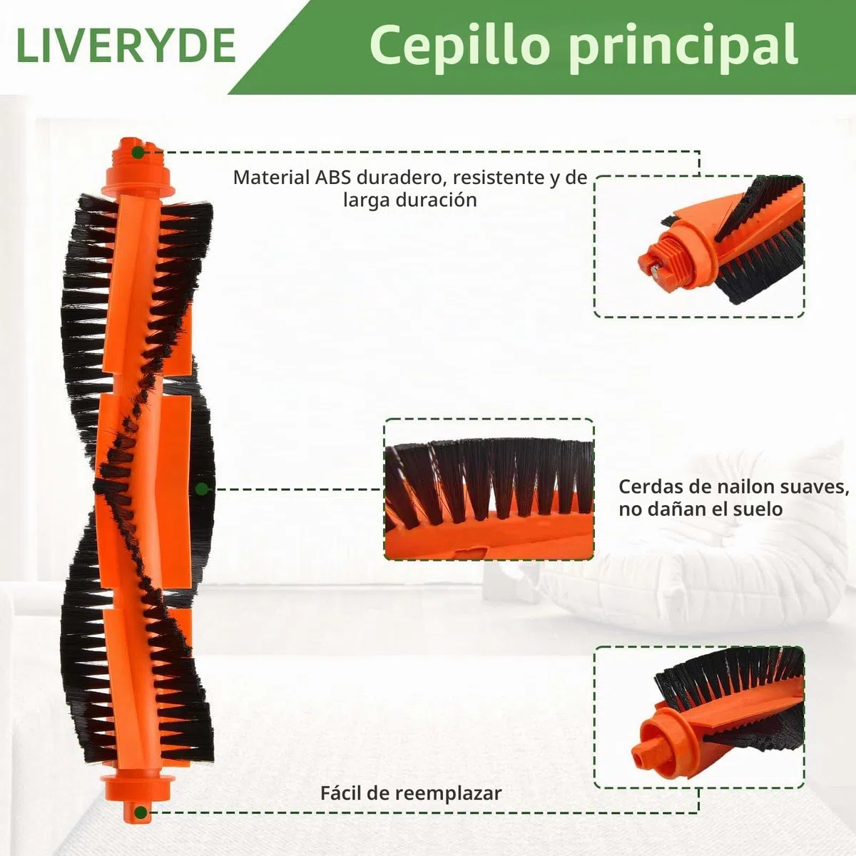Accesorios Repuestos compatibles para Xiaomi Robot Vacuum Mop 2S / Mop P/Mop Pro / S12 / T12 B106GL, 1 Cepillo Central, 4 cepillos Giratorio, 2 filtros hepa, 2 paños de fregado