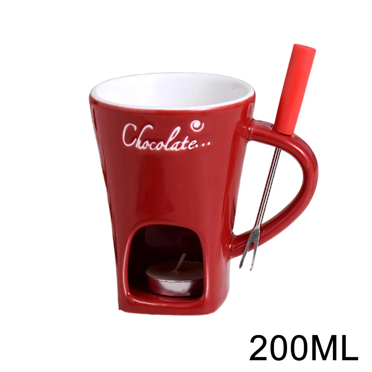 Genérico Taza De Fondue De Chocolate | Copa De Fusión De Chocolate De 200 Ml | Chocolates De Cerámica Fondue Set con Horquilla Y Vela | Copas De Fusión A Fuego Lento para Chocolates Queso Y Postres
