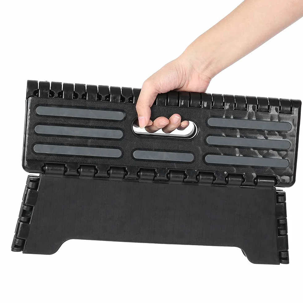 Taburete Plegable Multiusos Negro Antideslizante y portátil para baño y Cocina, Capacidad máxima 136 kg