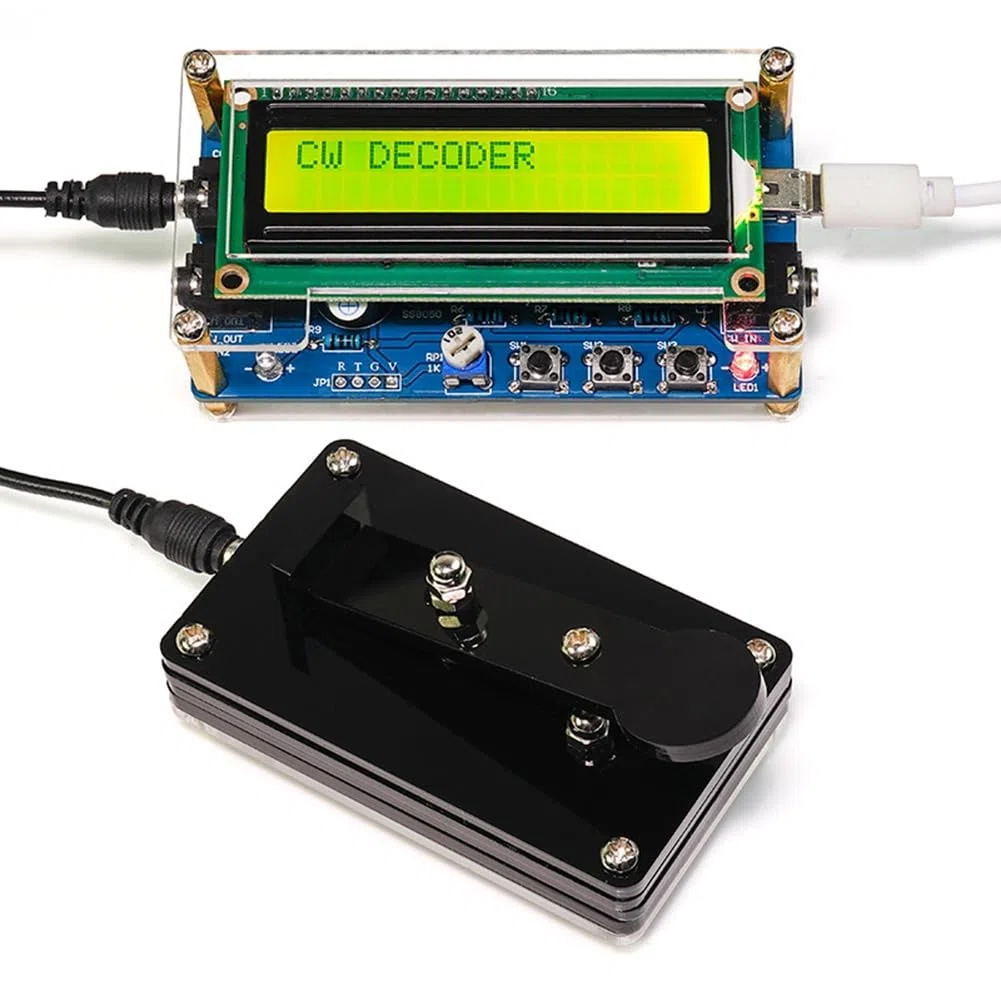 Decodificador de código morse CW mejorado con acabado + funda + kit de botón con LCD digital CW Trainer kit de decodificador de código morse