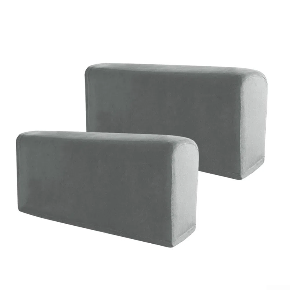 Funda elástica para reposabrazo de sofá, paquete de 2 fundas extraíbles (color gris poco profundo)