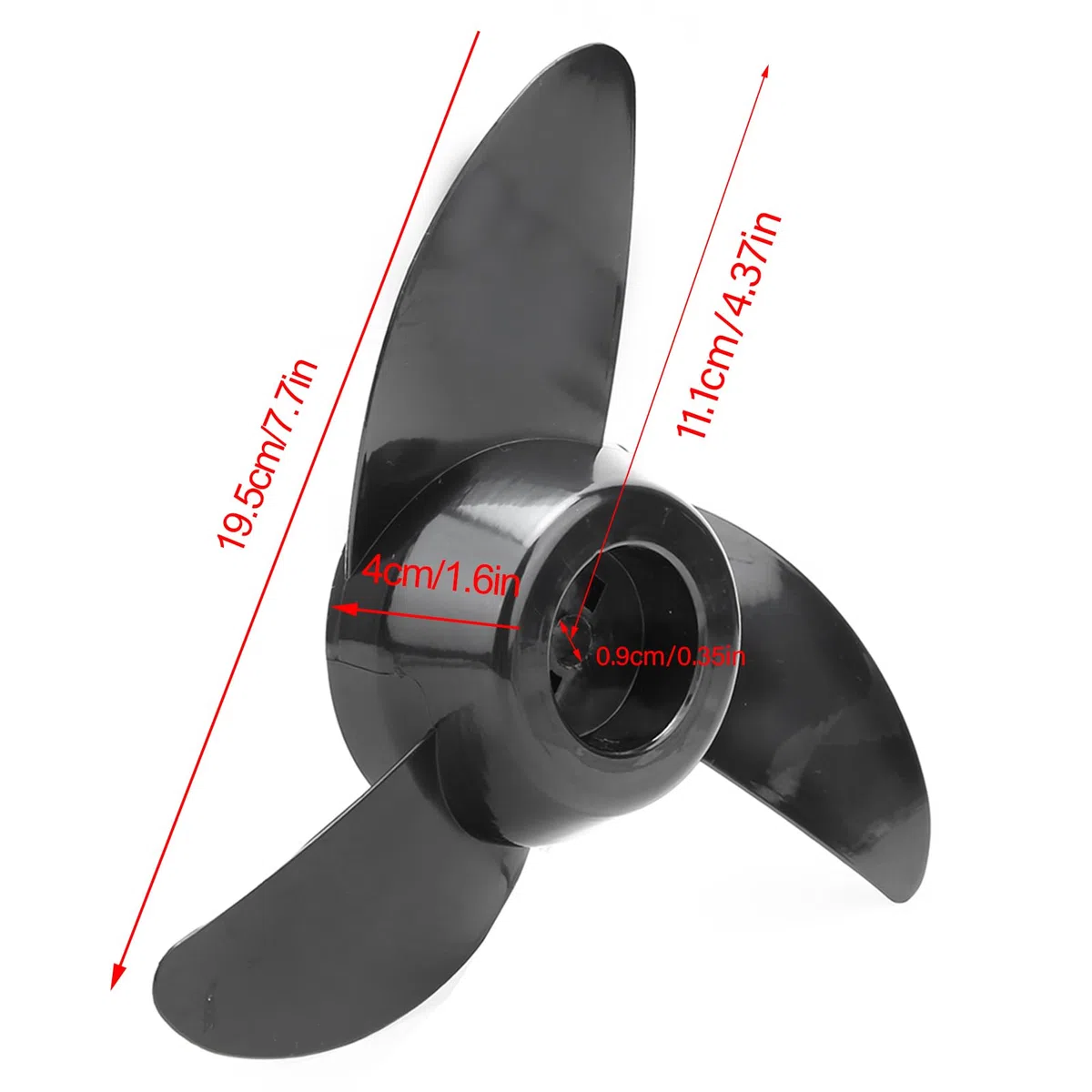 Hélice Externo eléctrico, 3 Cuchillas de hélice engrosar Piezas de plástico de plástico 12V 24 V para Accesorios de Motores de trolling