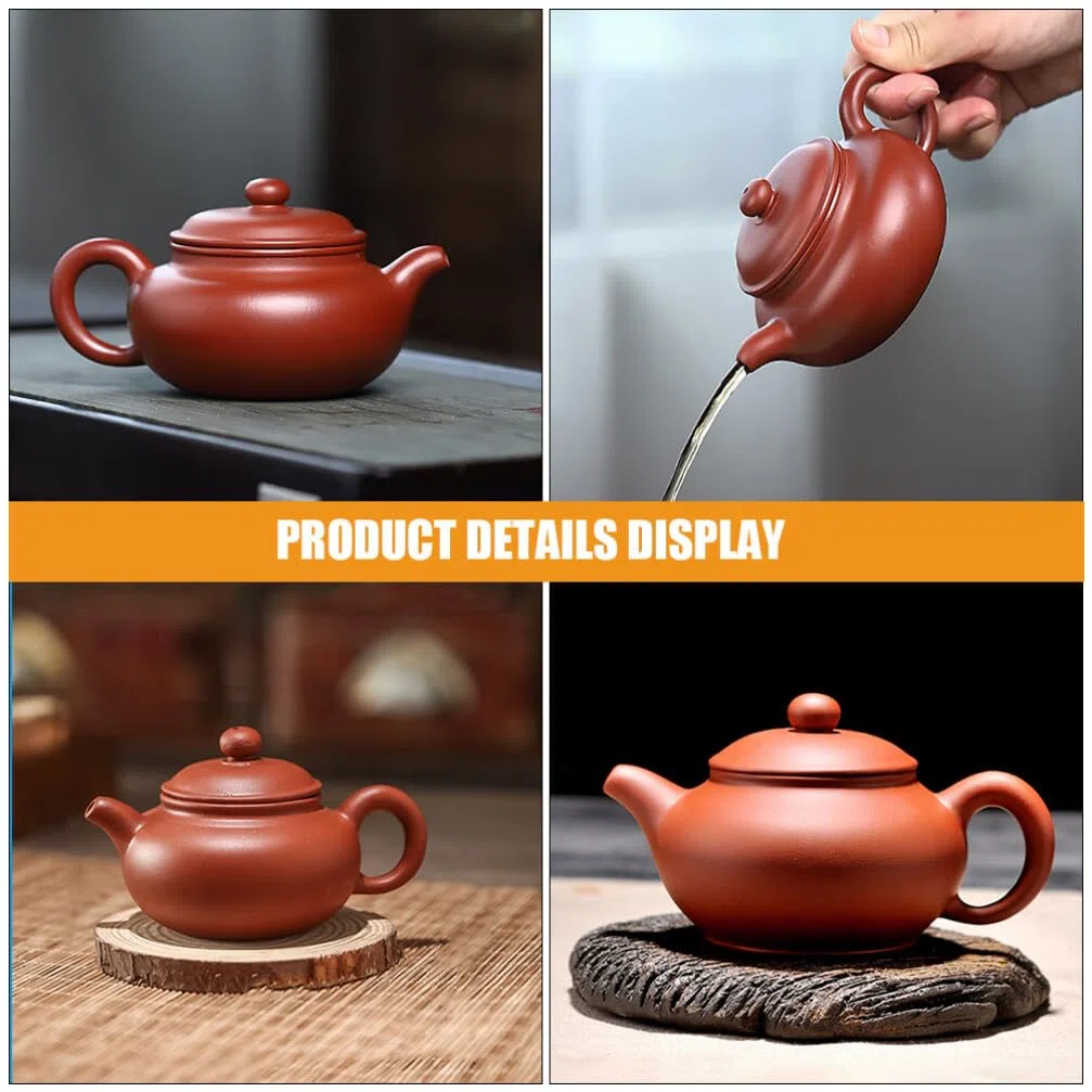 Tetera De Arcilla Morada Pequeña 4.44X2.95X2.36 Pulgadas Para Té Suelto Con Infusor Mango Ergonómico Ideal Para Hogar Oficina Estilo Chino