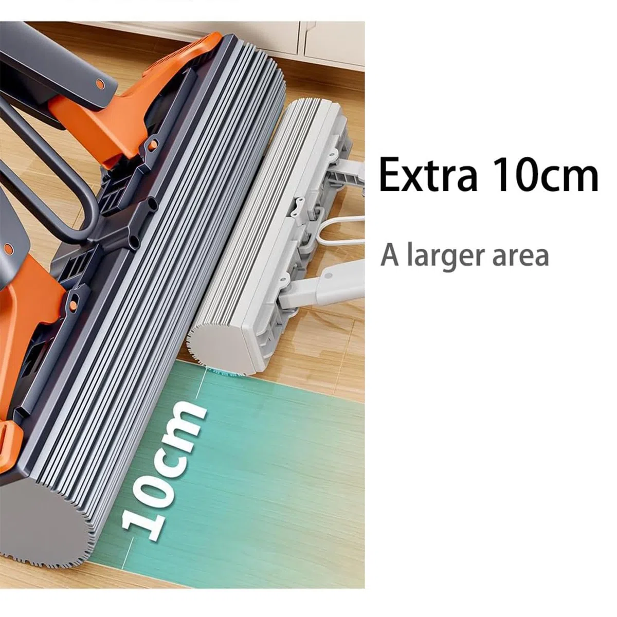 Pva - Mopa de esponja autoapretable, con 2 cabezales de esponja superabsorbentes, esponja para limpiar suelos, fregona de suelo con mango de acero inoxidable para uso en seco y húmedo para baño y