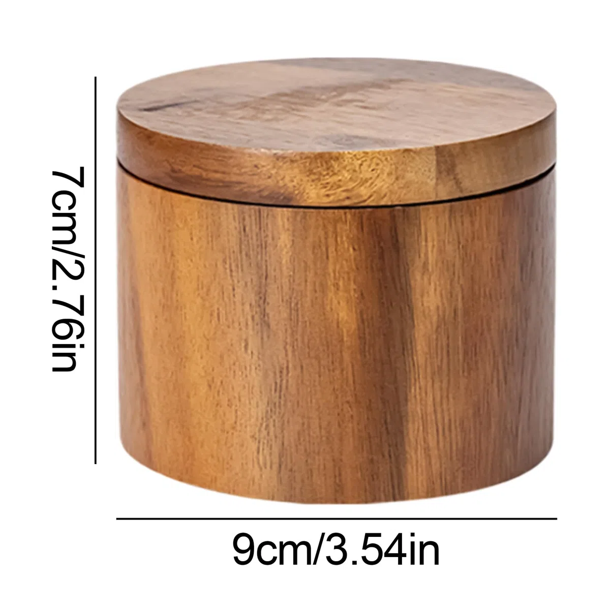 Salero de madera de acacia con tapa y cuchara, recipiente de azúcar hecho a mano con tapa giratoria, cuchara integrada para cocina, tarro de madera, hogar para el hogar, condimentos, cafetería, hotel