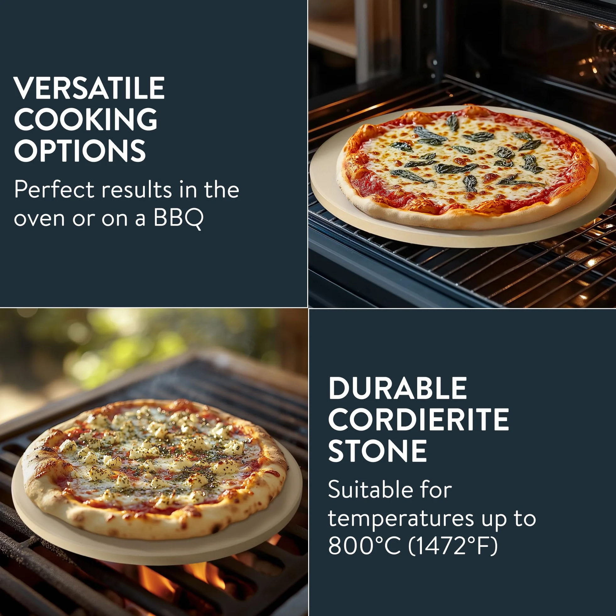 Piedra para Pizza de Cordierita - Redonda 35 cm para Horno y Barbacoa - Stone para Pan y Pizza Refractaria
